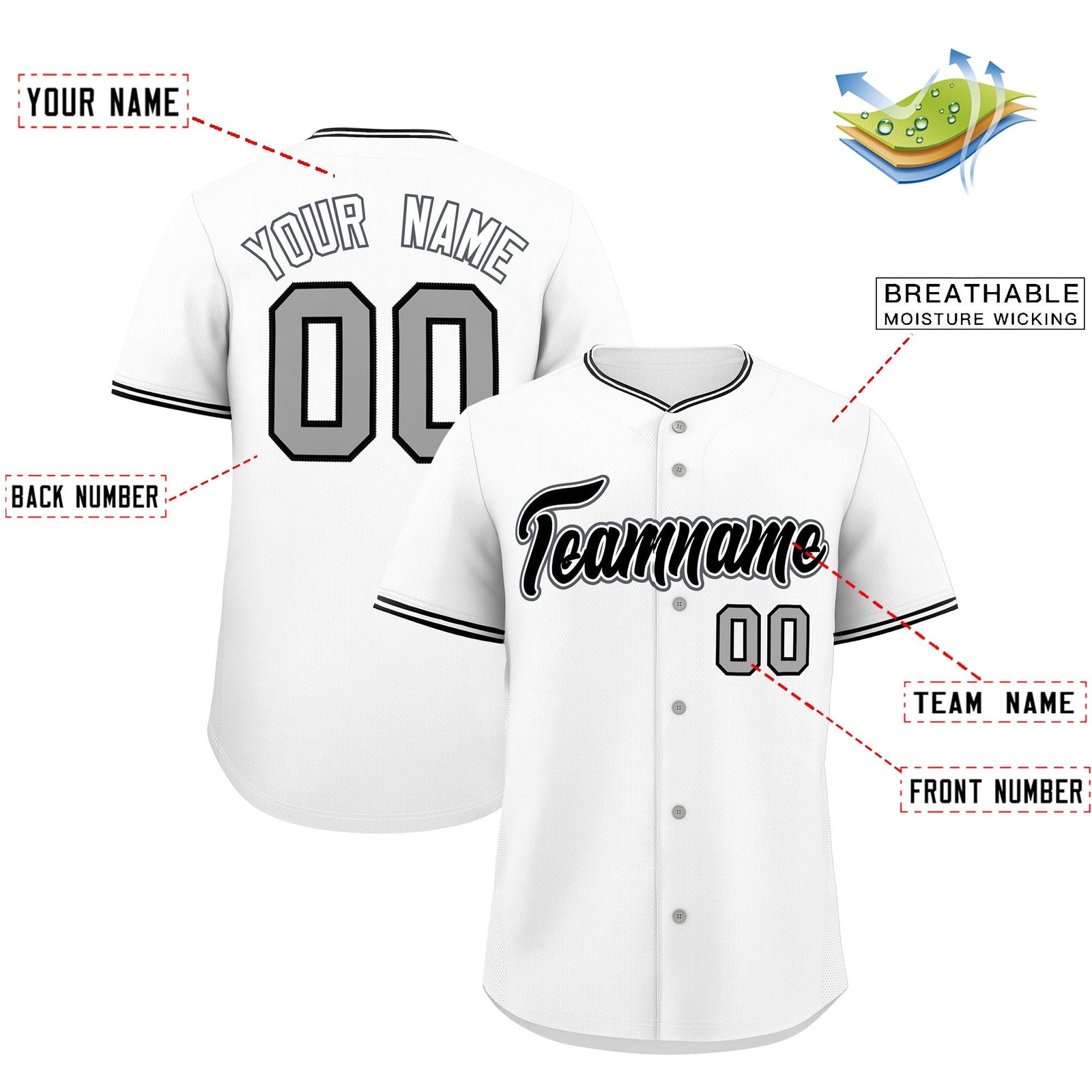 Custom White Black Gray Classic Style Stitched Sports Uniform For Men Women Youth Personalized Lightweight Baseball Jersey| KXKSHOP