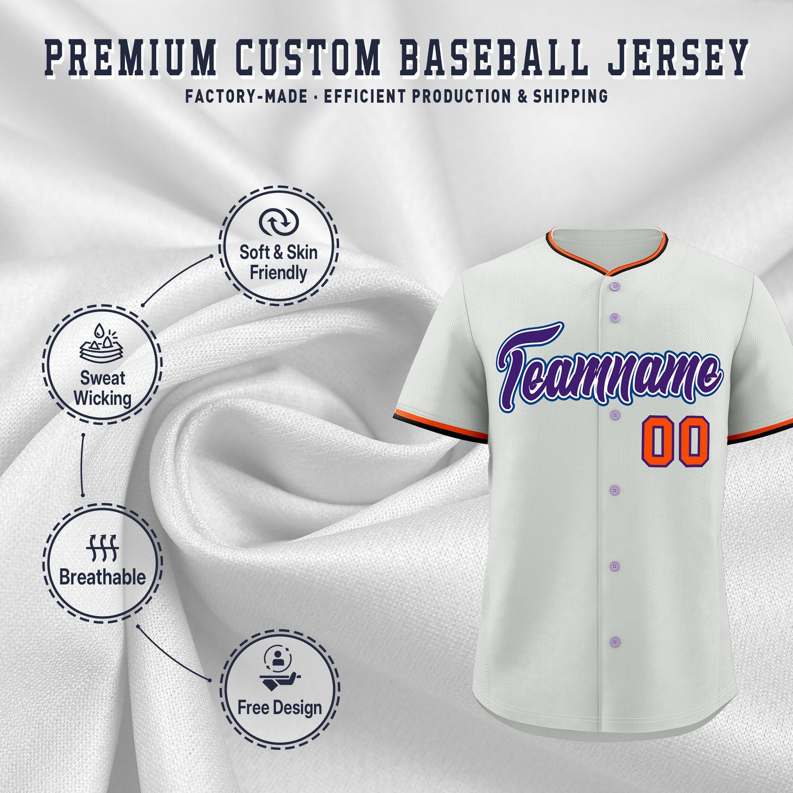 Custom Gray Black Purple Classic Style Stitched Sports Uniform For Men Women Youth Personalized Lightweight Baseball Jersey| KXKSHOP