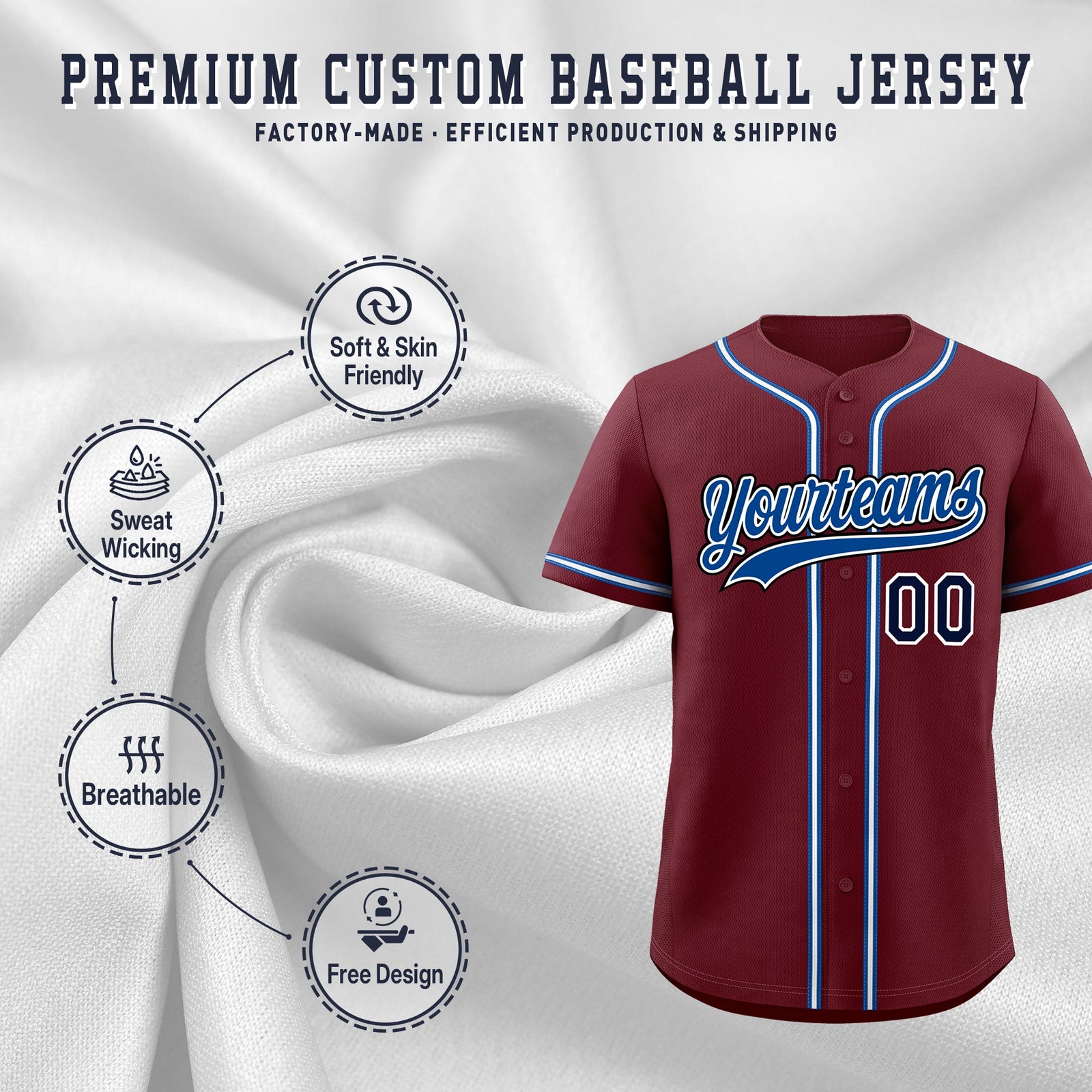 Custom Maroon Classic Style Stitched Sports Uniform Personalized For Teams Lightweight Baseball Jersey| KXKSHOP