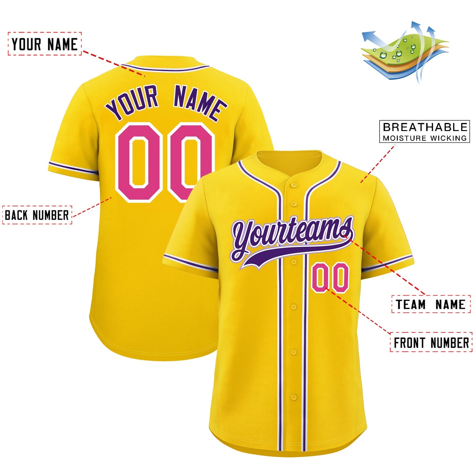 Custom Gold Classic Style Stitched Sports Uniform Personalized For Teams Lightweight Baseball Jersey| KXKSHOP