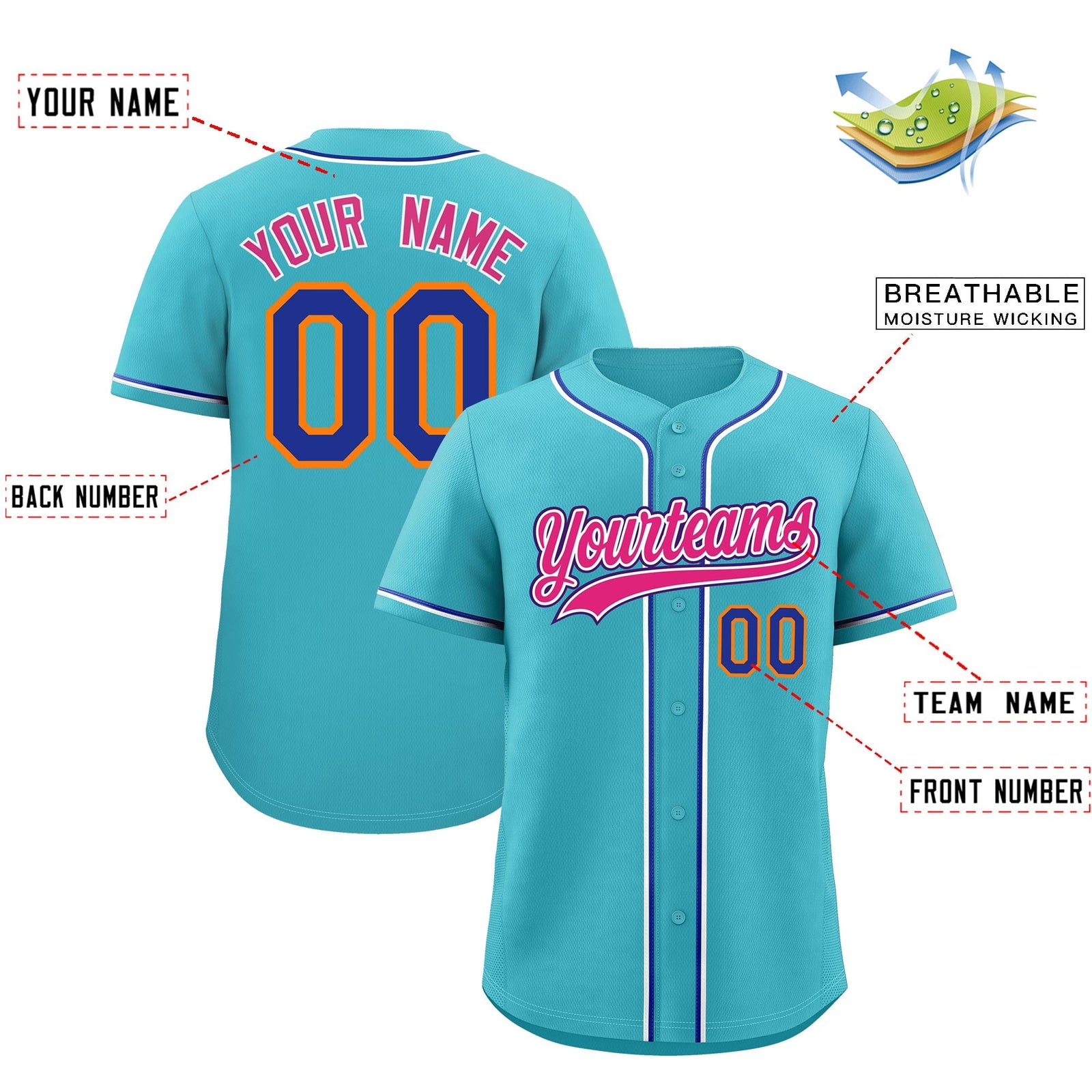 Custom Sky Blue Classic Style Stitched Sports Uniform Personalized For Teams Quick Dry Baseball Jersey| KXKSHOP