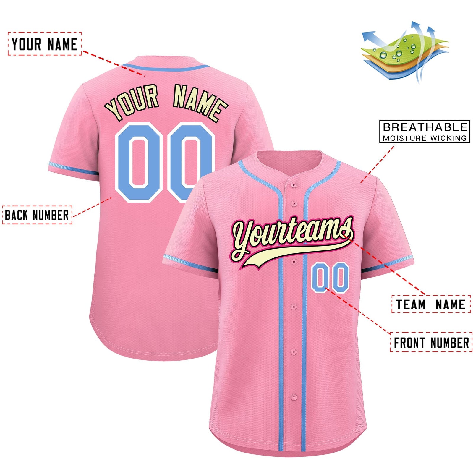 Custom Light Pink Classic Style Stitched Sports Uniform Personalized For Teams Lightweight Baseball Jersey| KXKSHOP