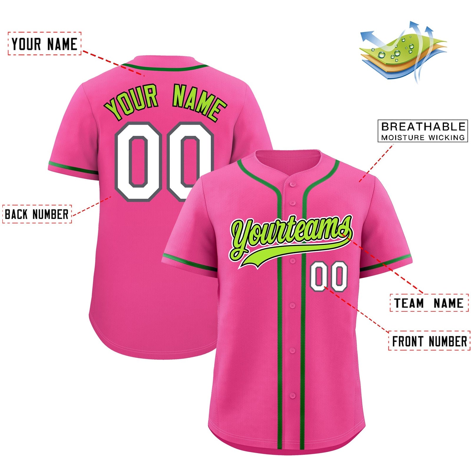 Custom Pink Classic Style Stitched Sports Uniform Personalized For Teams Quick Dry Baseball Jersey| KXKSHOP