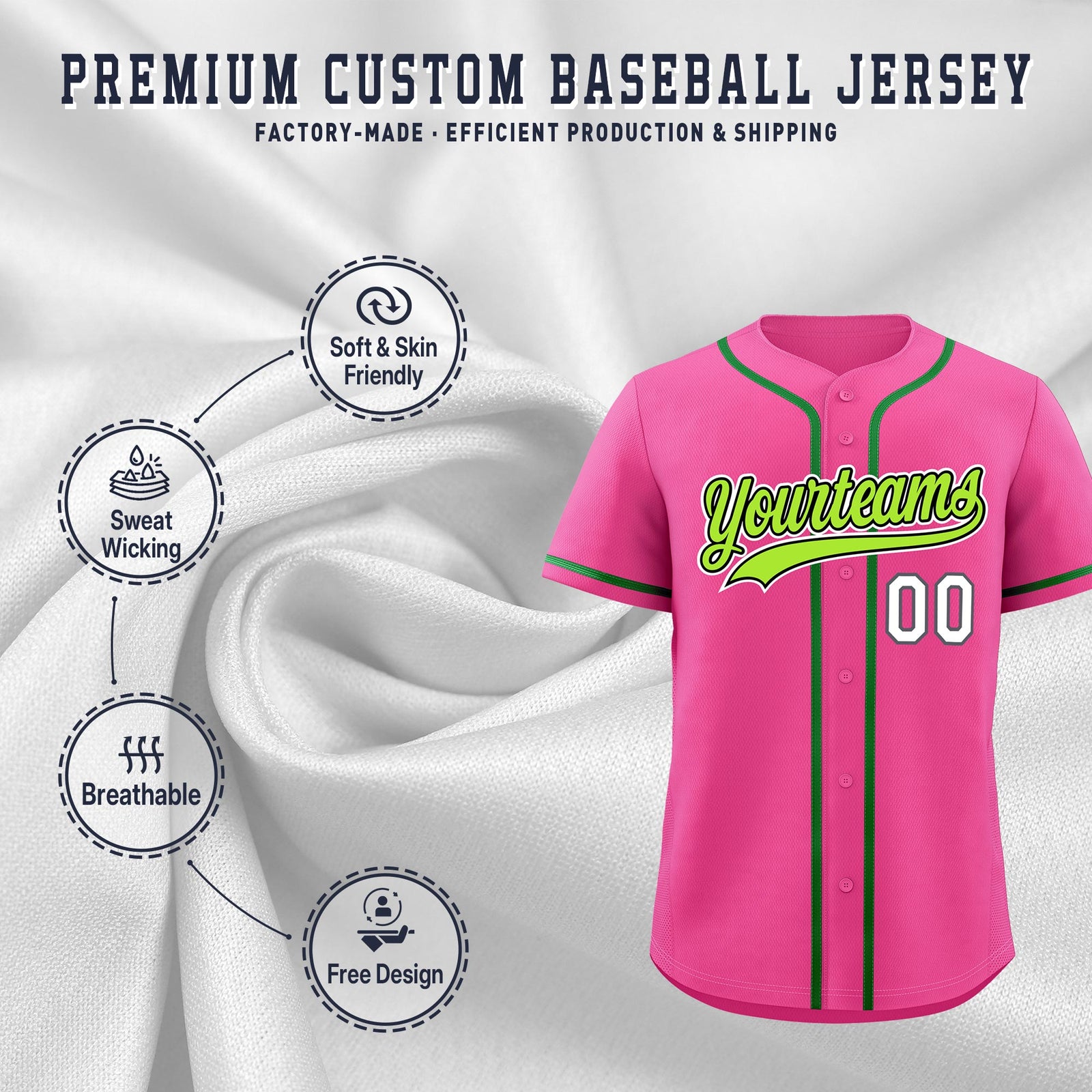 Custom Pink Classic Style Stitched Sports Uniform Personalized For Teams Quick Dry Baseball Jersey| KXKSHOP