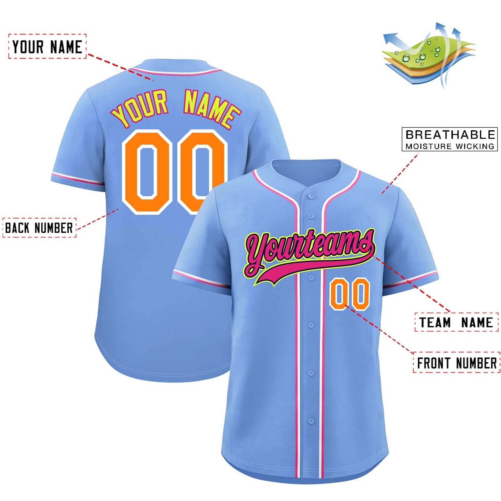 Custom Light Blue Classic Style Stitched Sports Uniform Personalized For Teams Lightweight Baseball Jersey| KXKSHOP