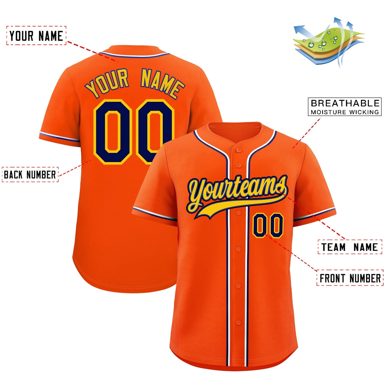 Custom Orange Classic Style Stitched Sports Uniform Personalized For Teams Quick Dry Baseball Jersey| KXKSHOP