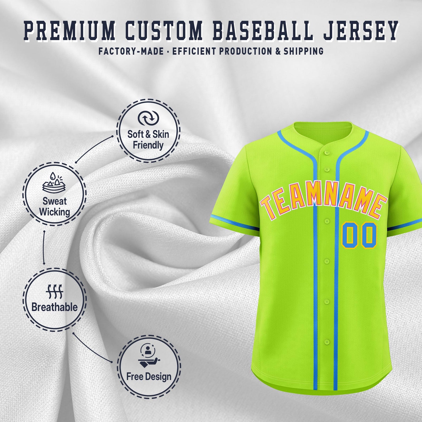 Custom Neon Creen Classic Style Stitched Sports Uniform Personalized For Teams Lightweight Baseball Jersey| KXKSHOP
