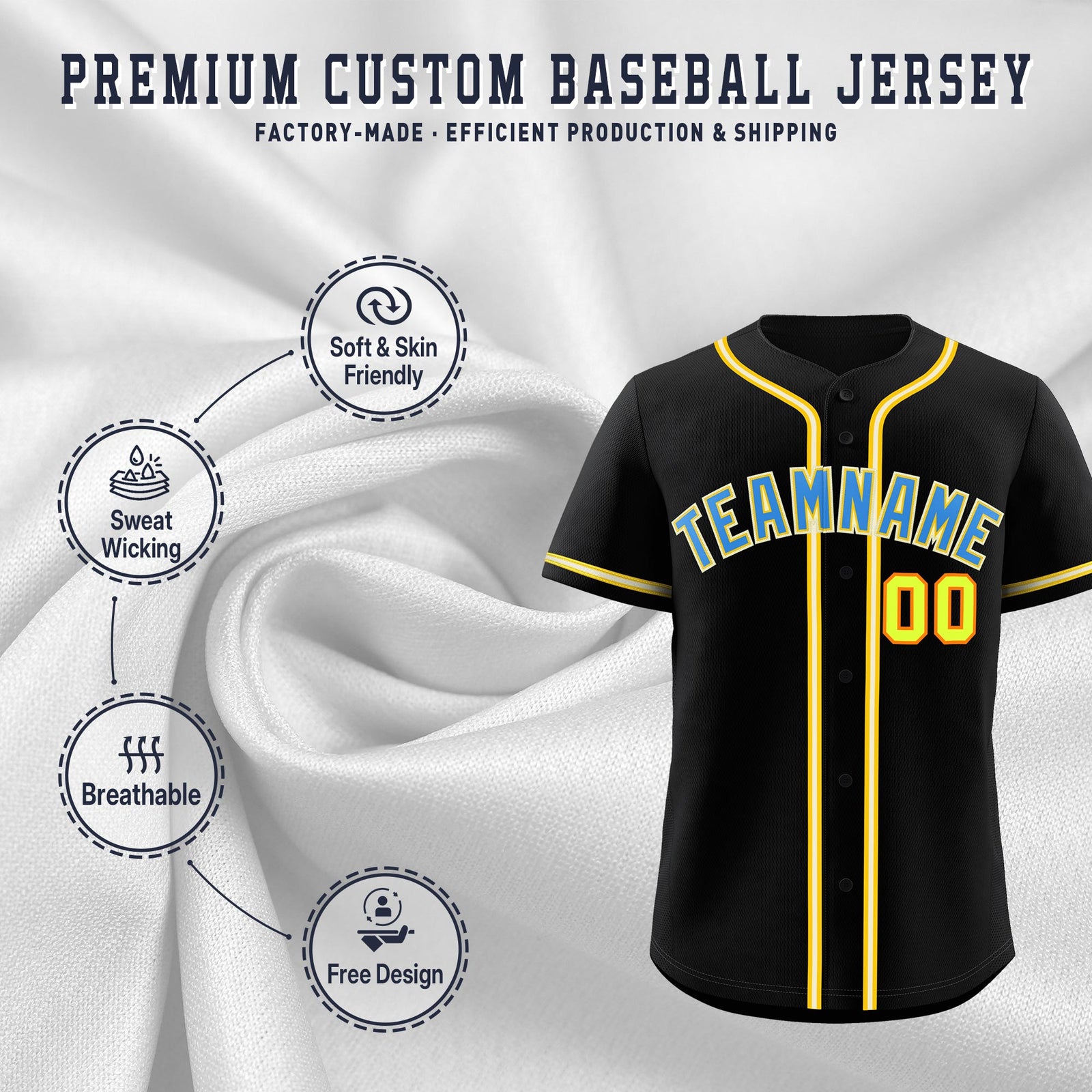 Custom Black Classic Style Stitched Sports Uniform Personalized For Teams Quick Dry Baseball Jersey| KXKSHOP