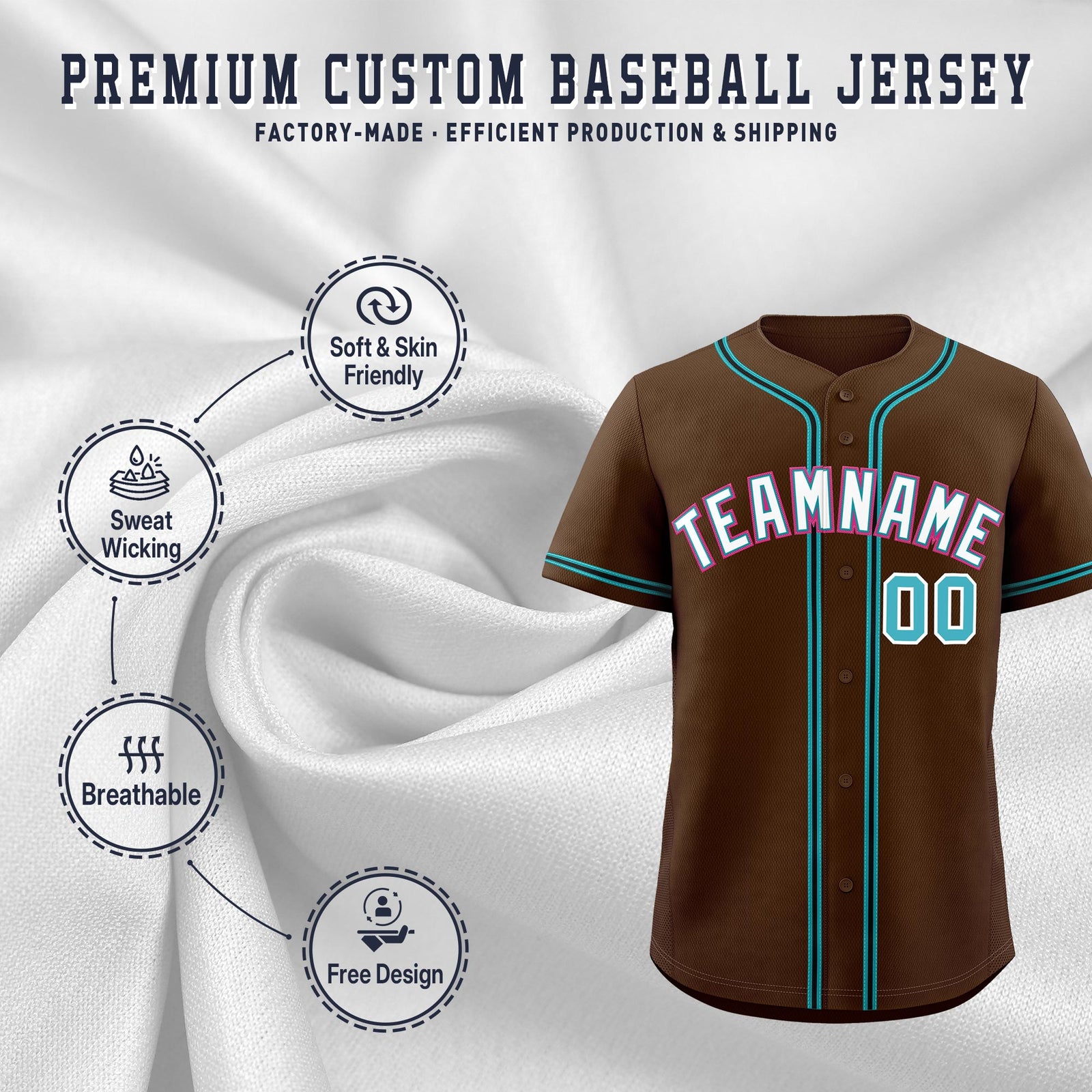 Custom Brown Classic Style Stitched Sports Uniform Personalized For Teams Quick Dry Baseball Jersey| KXKSHOP