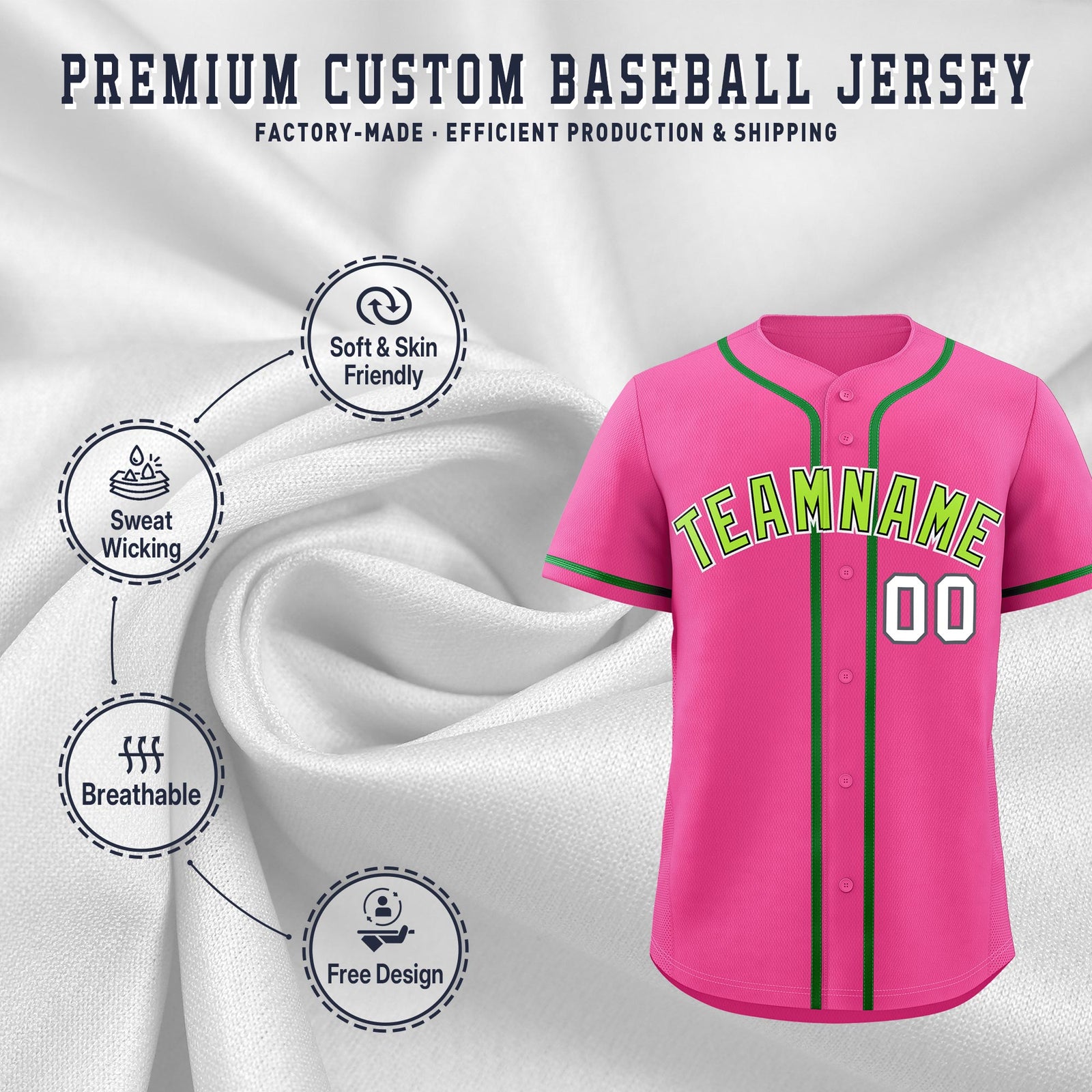 Custom Pink Classic Style Stitched Sports Uniform Personalized For Teams Quick Dry Baseball Jersey| KXKSHOP