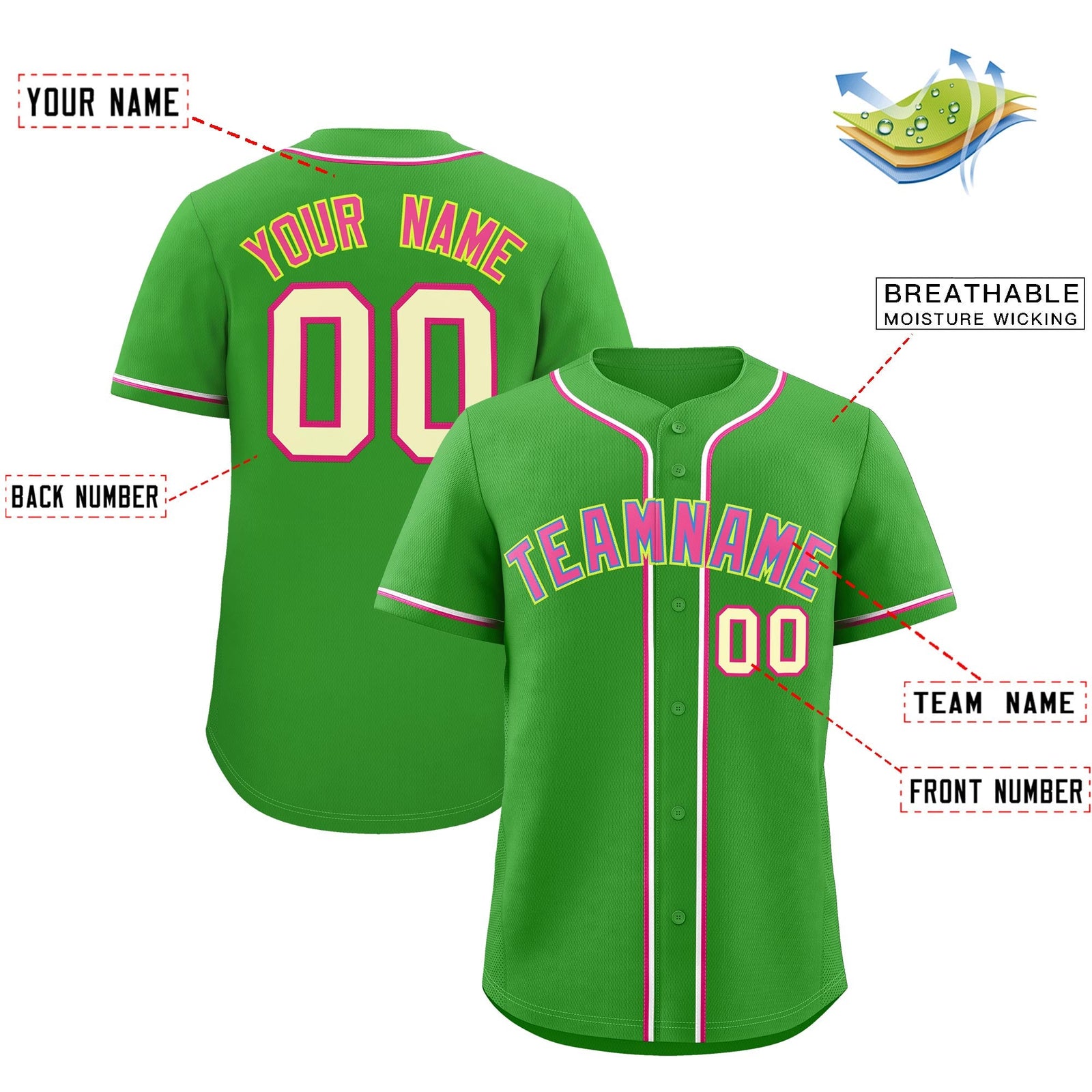 Custom Light Green Classic Style Stitched Sports Uniform Personalized For Teams Quick Dry Baseball Jersey| KXKSHOP