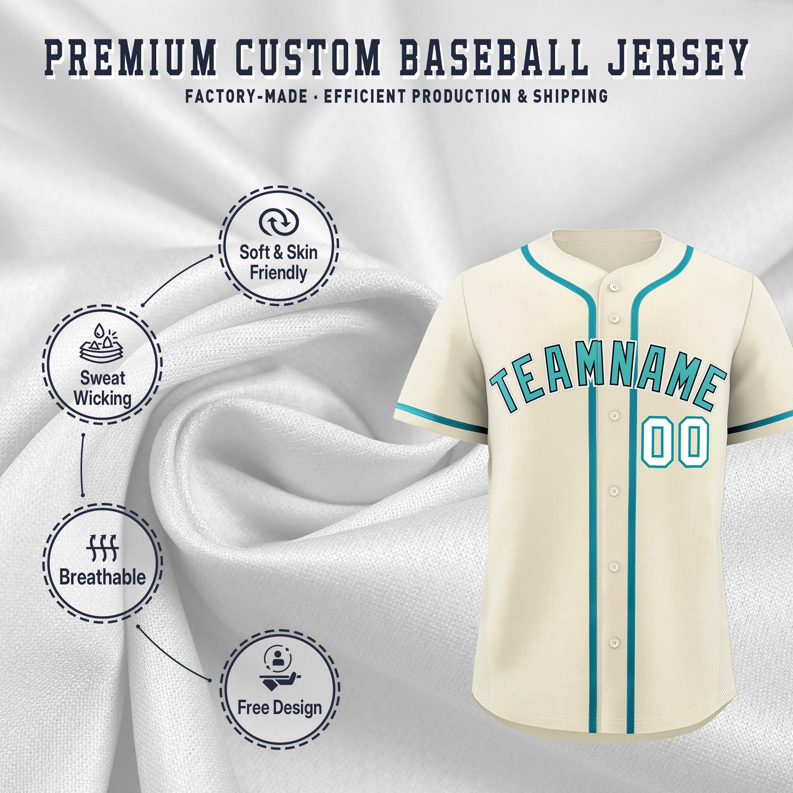 Custom Cream Classic Style Stitched Sports Uniform Personalized For Teams Lightweight Baseball Jersey| KXKSHOP