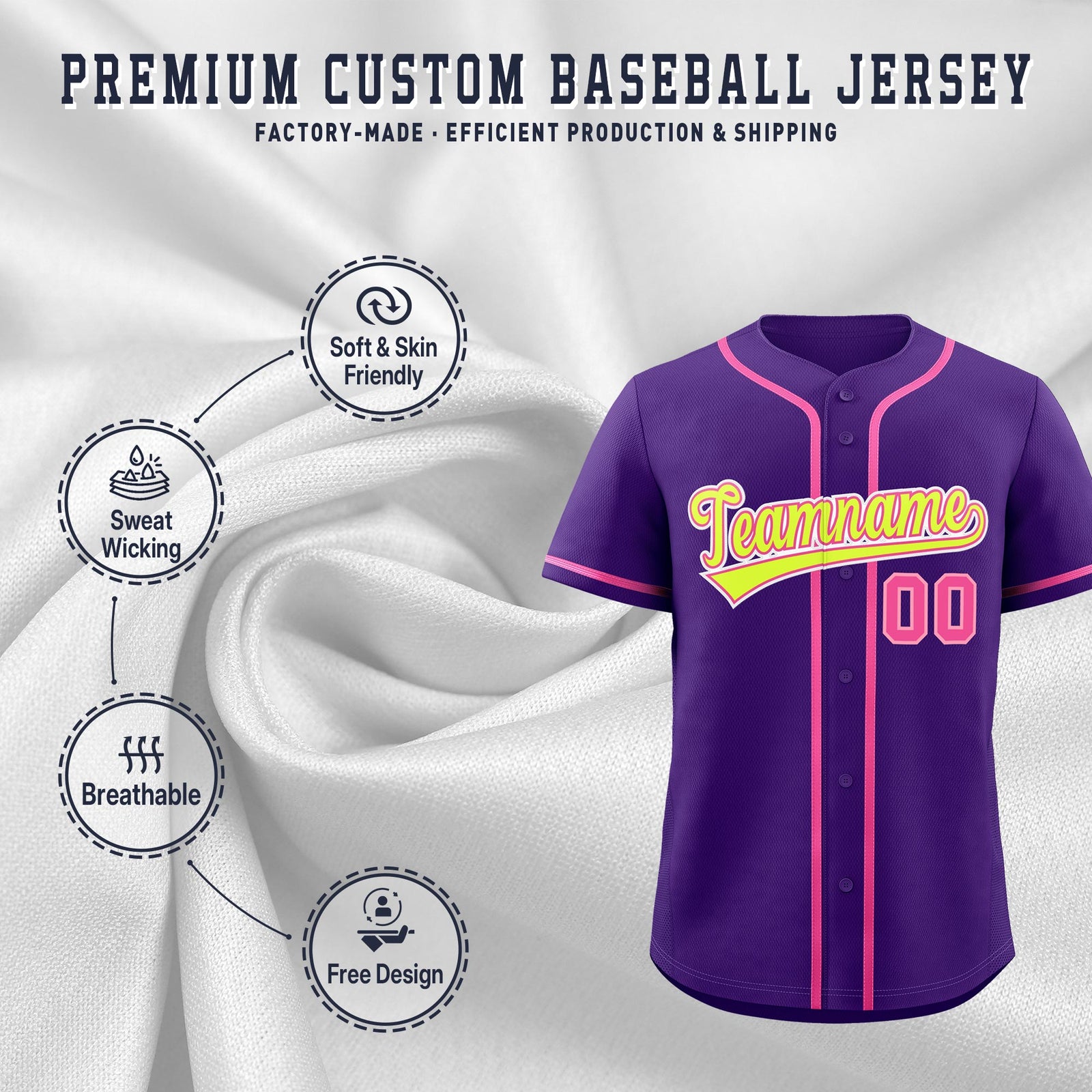Custom Purple Classic Style Stitched Sports Uniform Personalized For Teams Quick Dry Baseball Jersey| KXKSHOP
