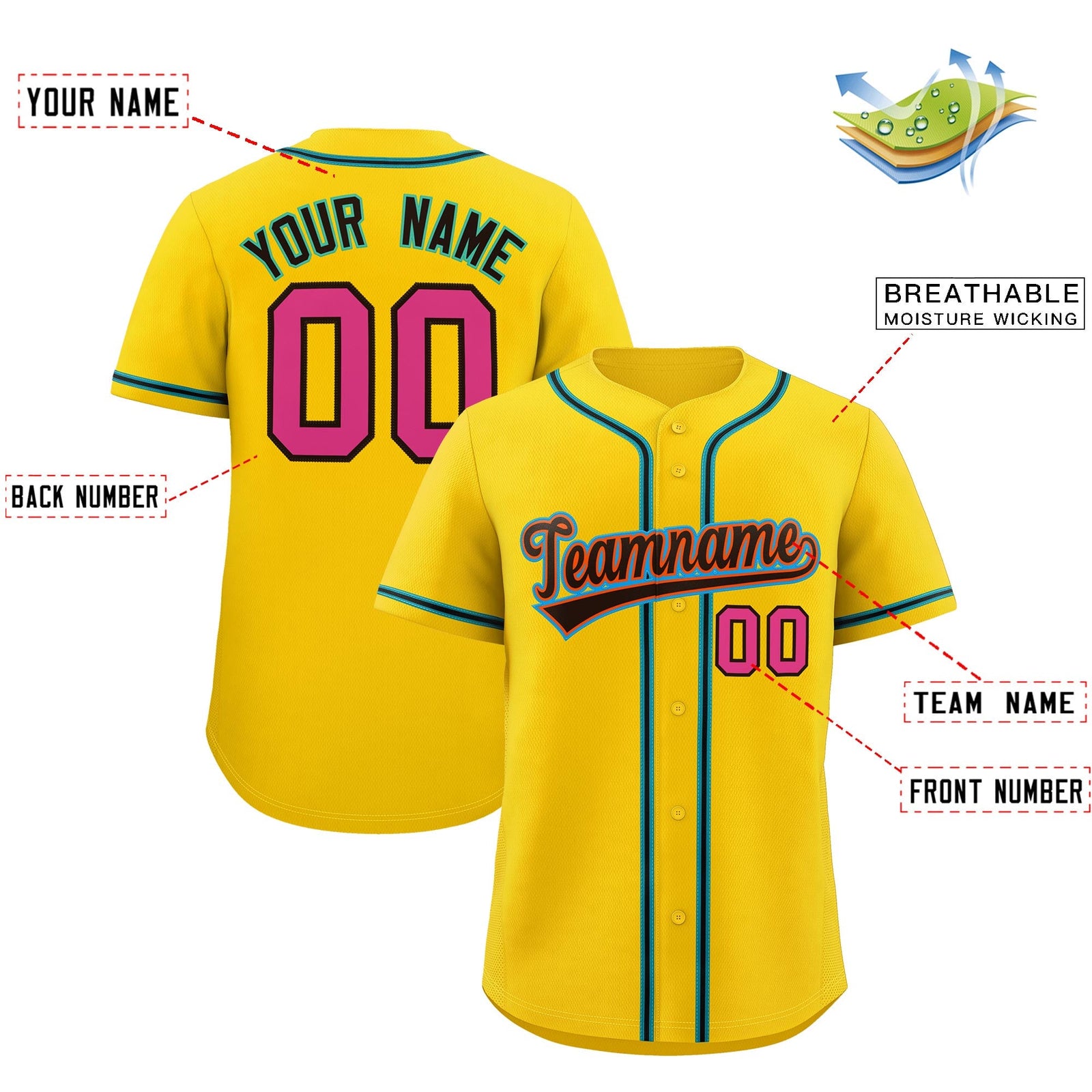 Custom Gold Classic Style Stitched Sports Uniform Personalized For Teams Quick Dry Baseball Jersey| KXKSHOP