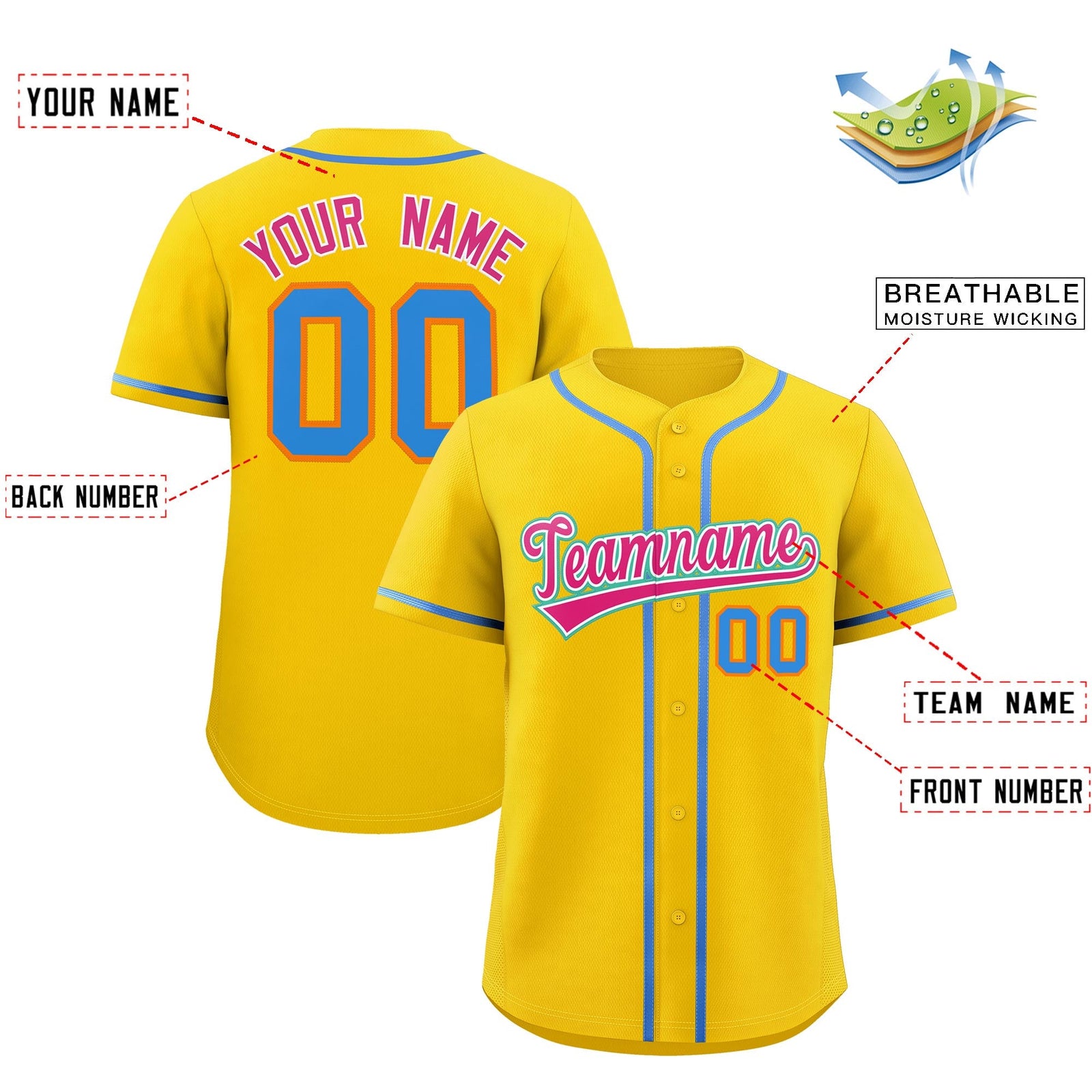 Custom Gold Classic Style Stitched Sports Uniform Personalized For Teams Lightweight Baseball Jersey| KXKSHOP