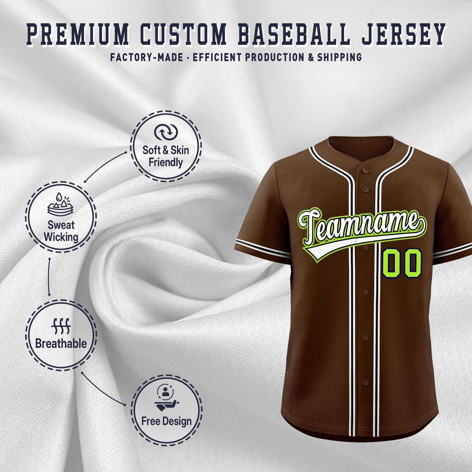 Custom Brown Classic Style Stitched Sports Uniform Personalized For Teams Lightweight Baseball Jersey| KXKSHOP