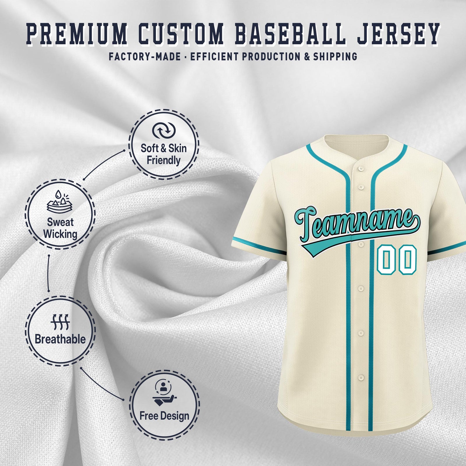 Custom Cream Classic Style Stitched Sports Uniform Personalized For Teams Lightweight Baseball Jersey| KXKSHOP