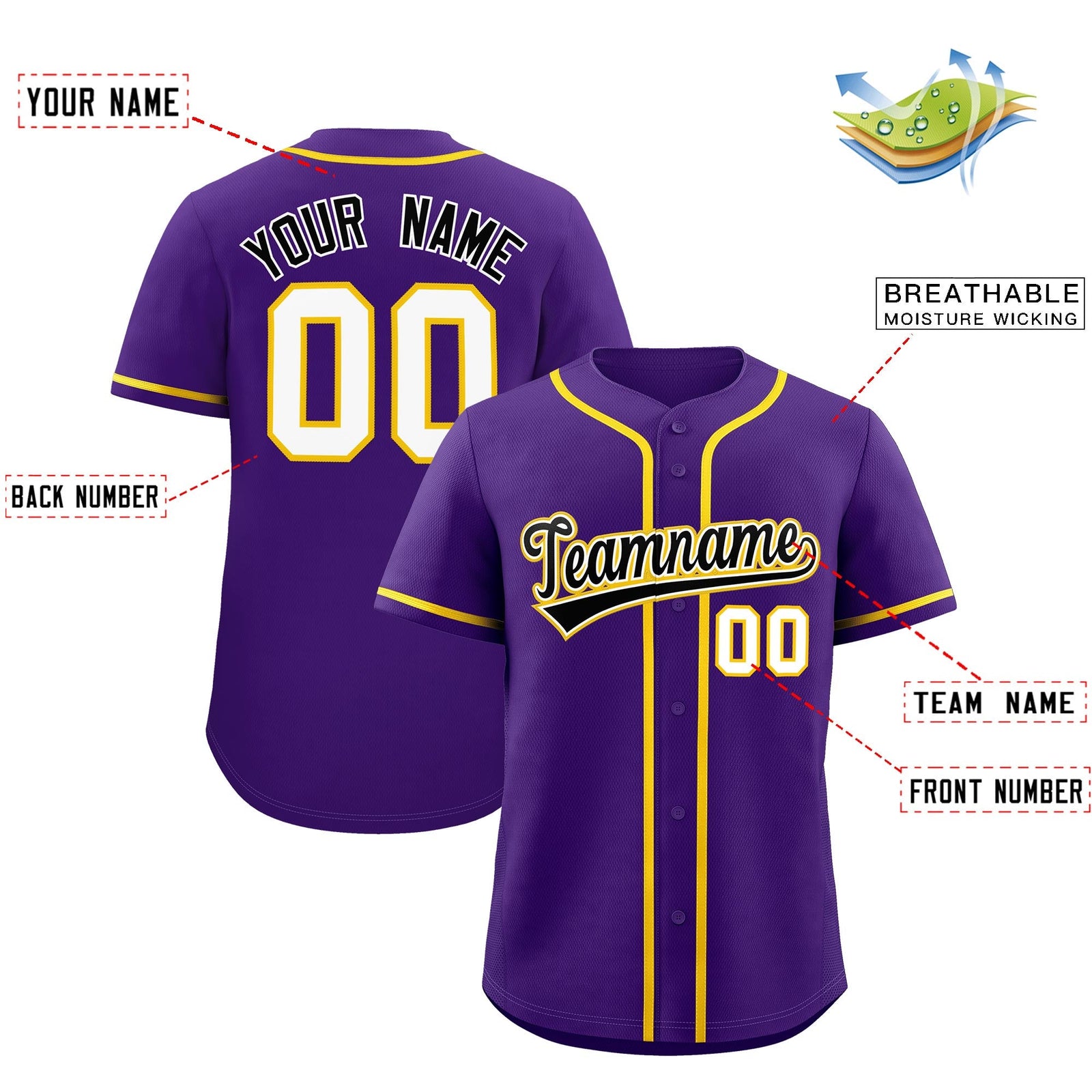 Custom Purple Classic Style Stitched Sports Uniform Personalized For Teams Lightweight Baseball Jersey| KXKSHOP