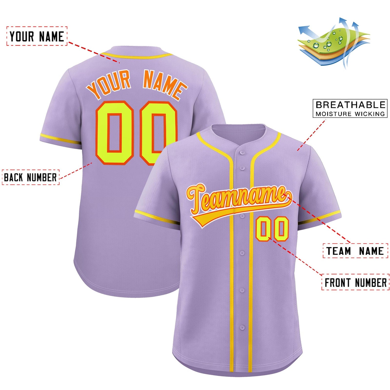 Custom Light Purple Classic Style Stitched Sports Uniform Personalized For Teams Lightweight Baseball Jersey| KXKSHOP