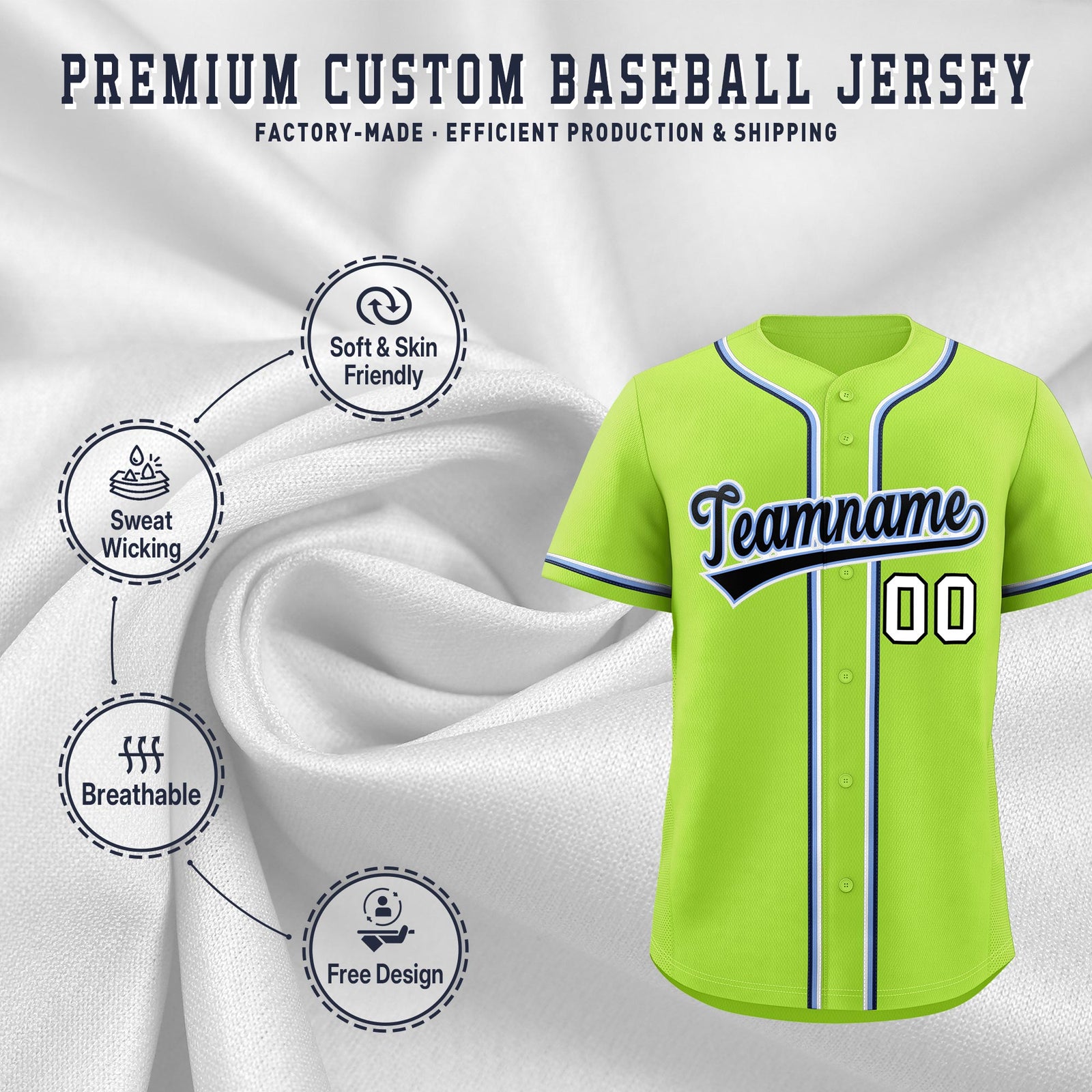 Custom Neon Green Classic Style Stitched Sports Uniform Personalized For Teams Lightweight Baseball Jersey| KXKSHOP