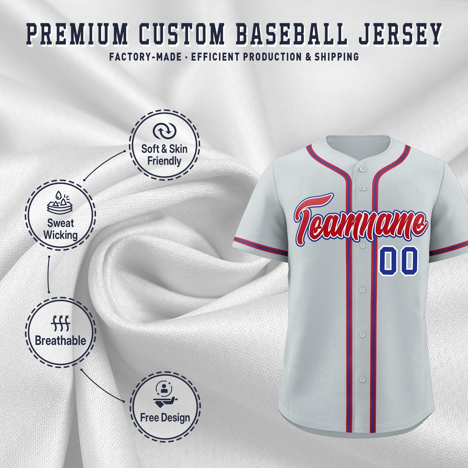 Custom Silver Classic Style Stitched Sports Uniform Personalized For Teams Quick Dry Baseball Jersey| KXKSHOP