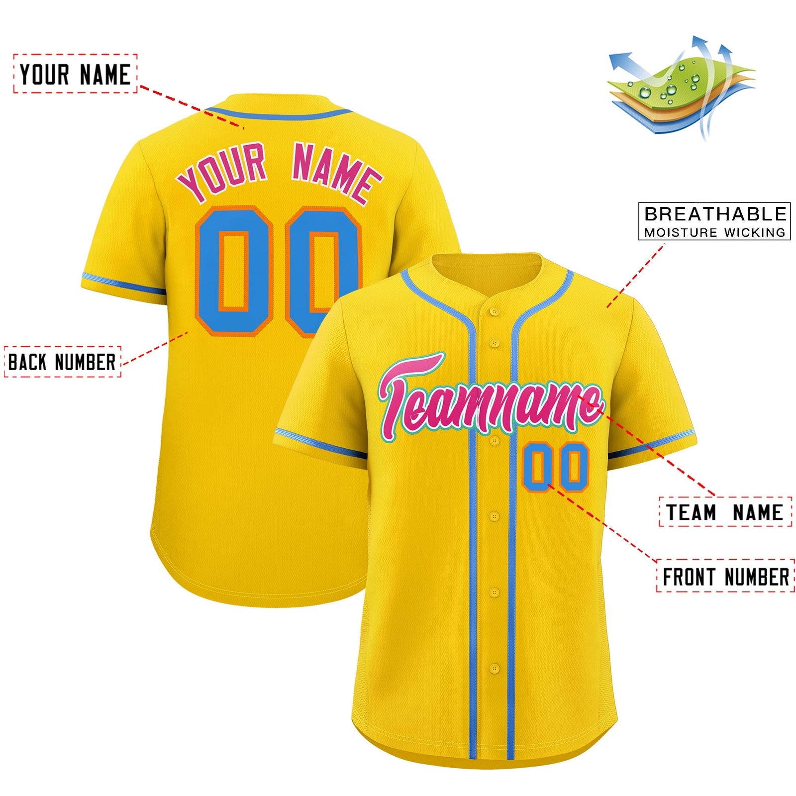Custom Gold Classic Style Stitched Sports Uniform Personalized For Teams Lightweight Baseball Jersey| KXKSHOP