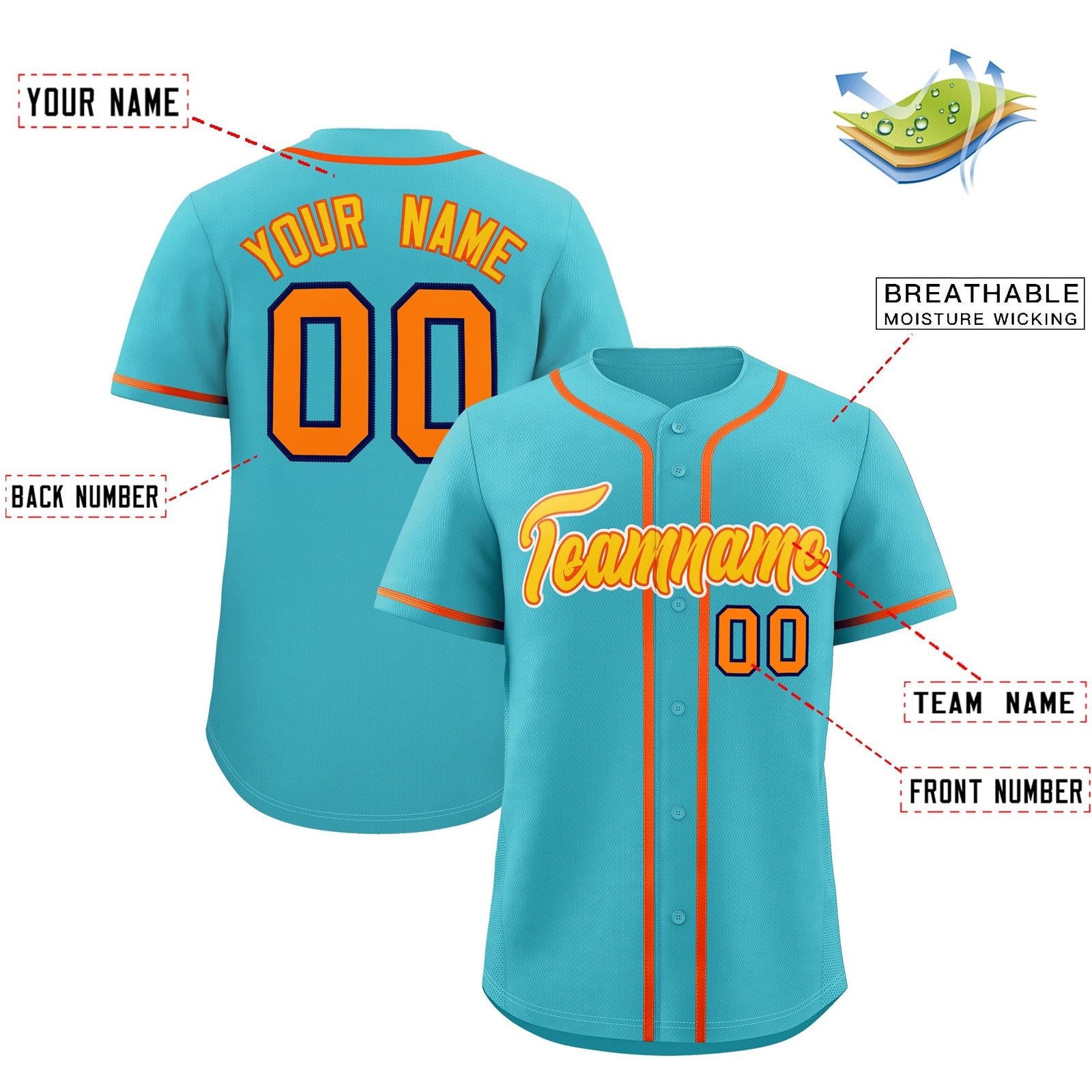 Custom Sky Blue Classic Style Stitched Sports Uniform Personalized For Teams Quick Dry Baseball Jersey| KXKSHOP