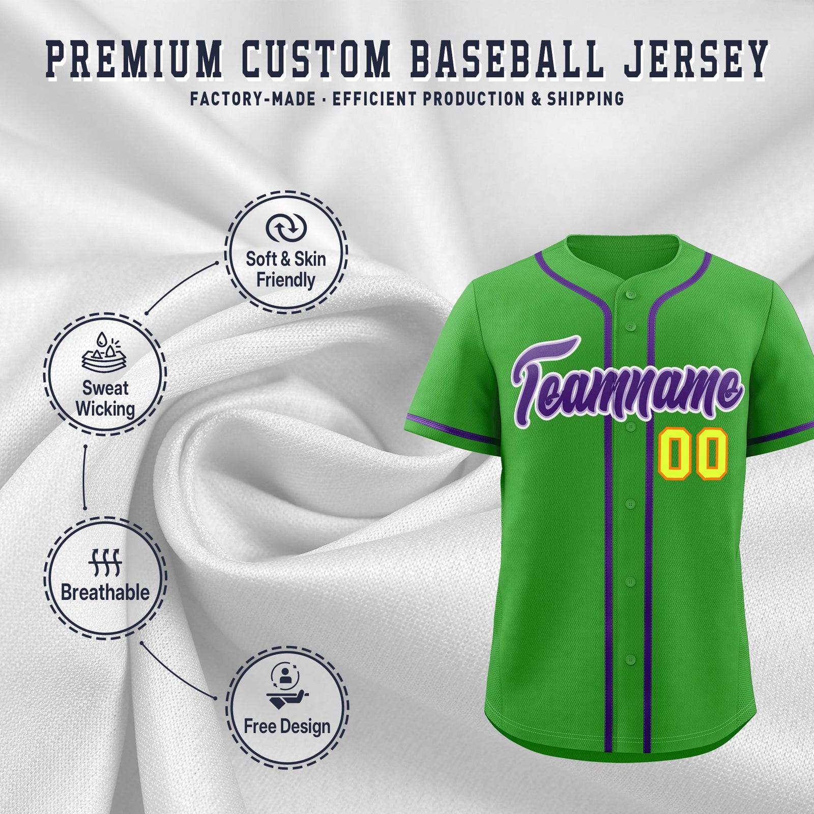 Custom Light Green Classic Style Stitched Sports Uniform Personalized For Teams Lightweight Baseball Jersey| KXKSHOP