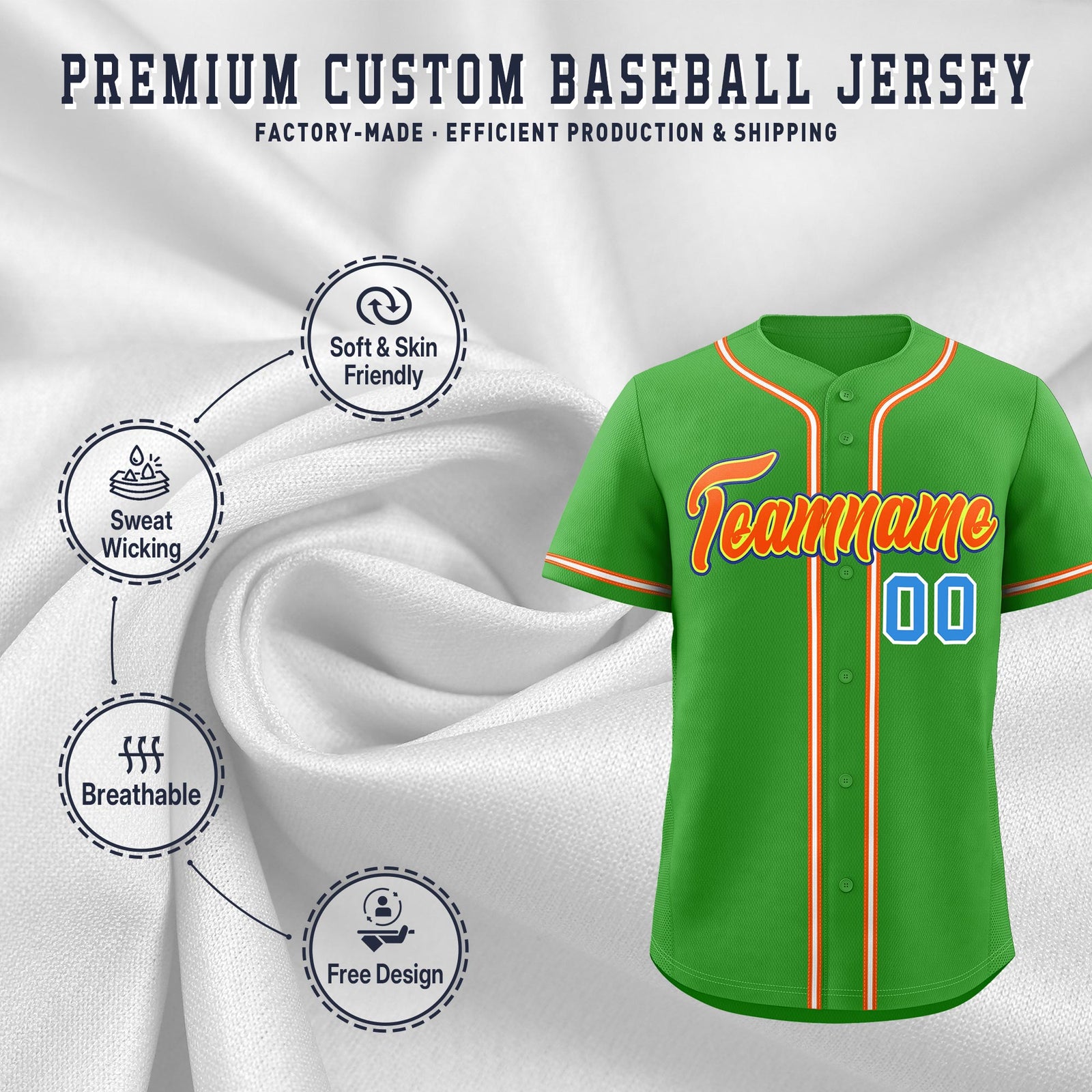 Custom Light Green Classic Style Stitched Sports Uniform Personalized For Teams Lightweight Baseball Jersey| KXKSHOP
