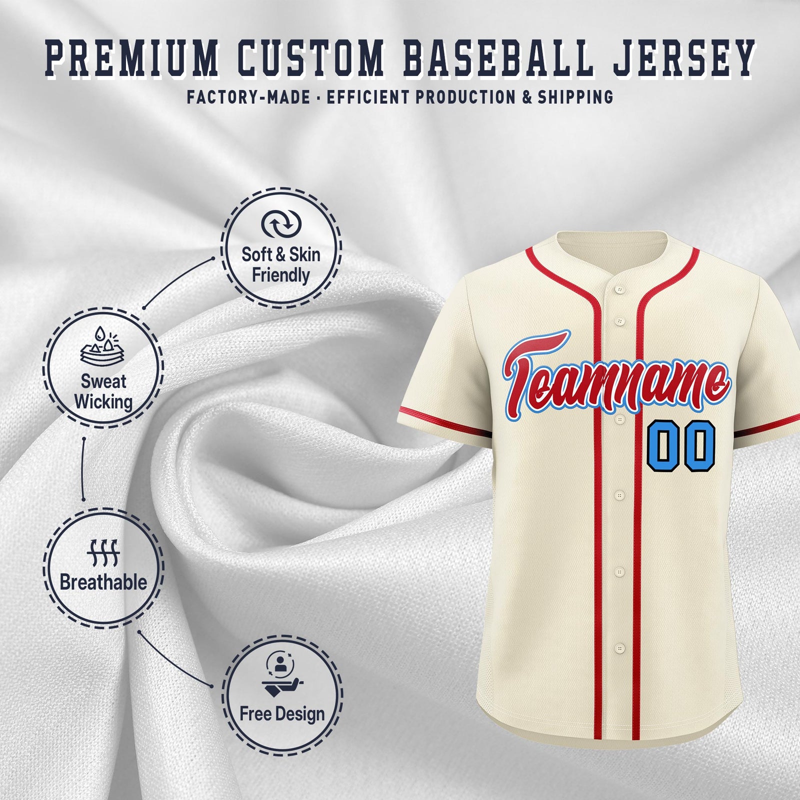 Custom Cream Classic Style Stitched Sports Uniform Personalized For Teams Quick Dry Baseball Jersey| KXKSHOP