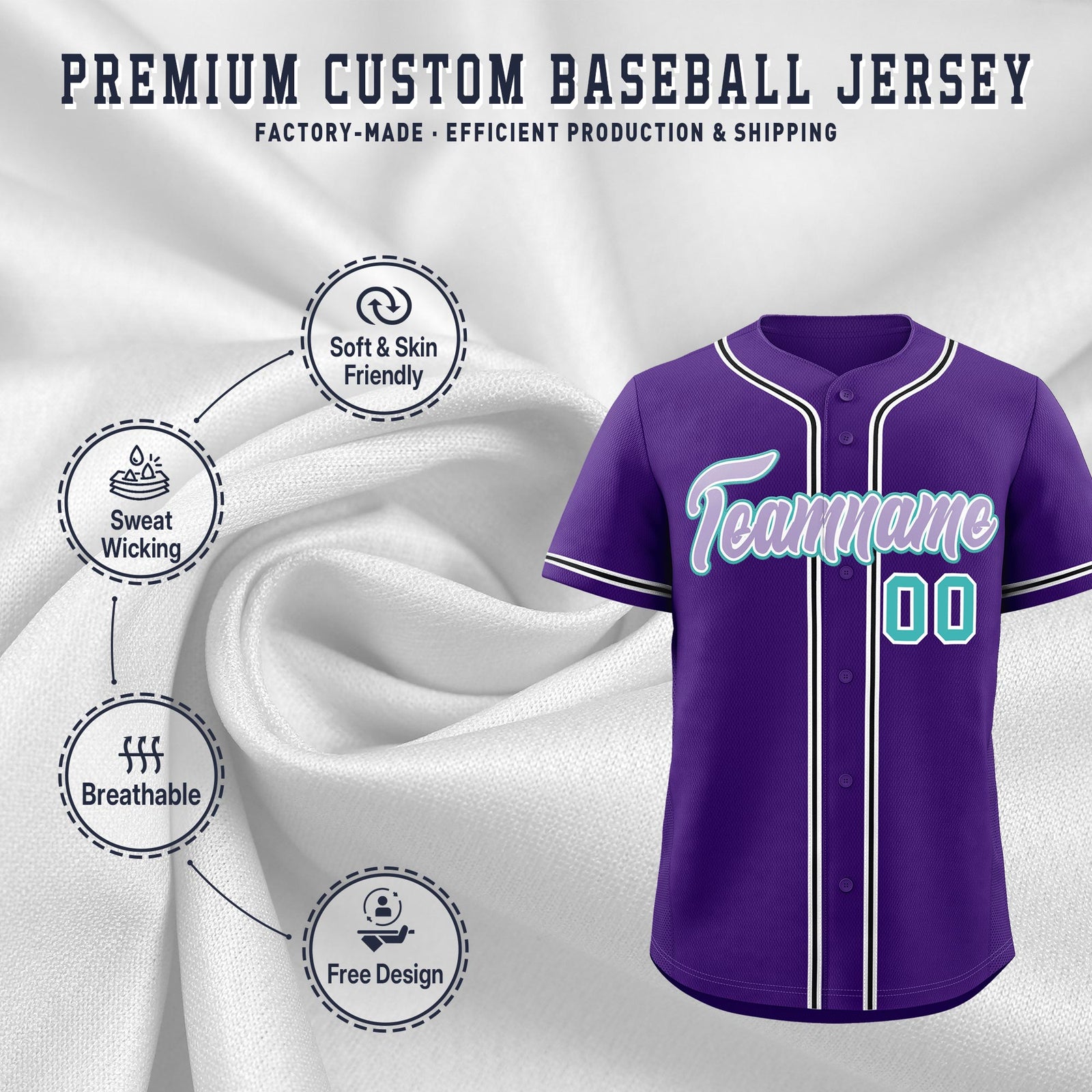 Custom Purple Classic Style Stitched Sports Uniform Personalized For Teams Lightweight Baseball Jersey| KXKSHOP