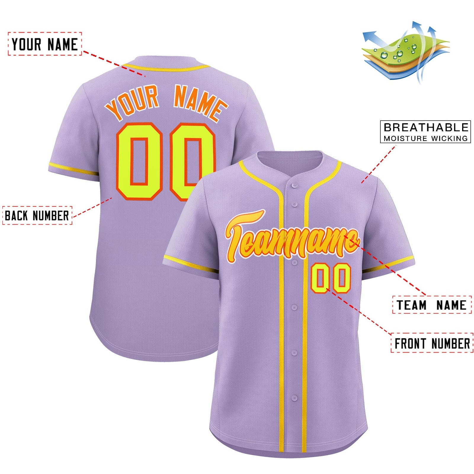 Custom Light Purple Classic Style Stitched Sports Uniform Personalized For Teams Lightweight Baseball Jersey| KXKSHOP