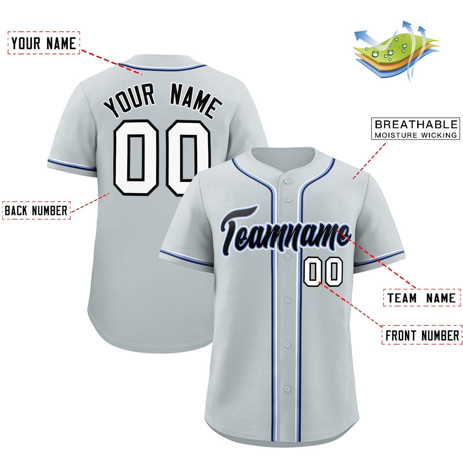 Custom Silver Classic Style Stitched Sports Uniform Personalized For Teams Quick Dry Baseball Jersey| KXKSHOP