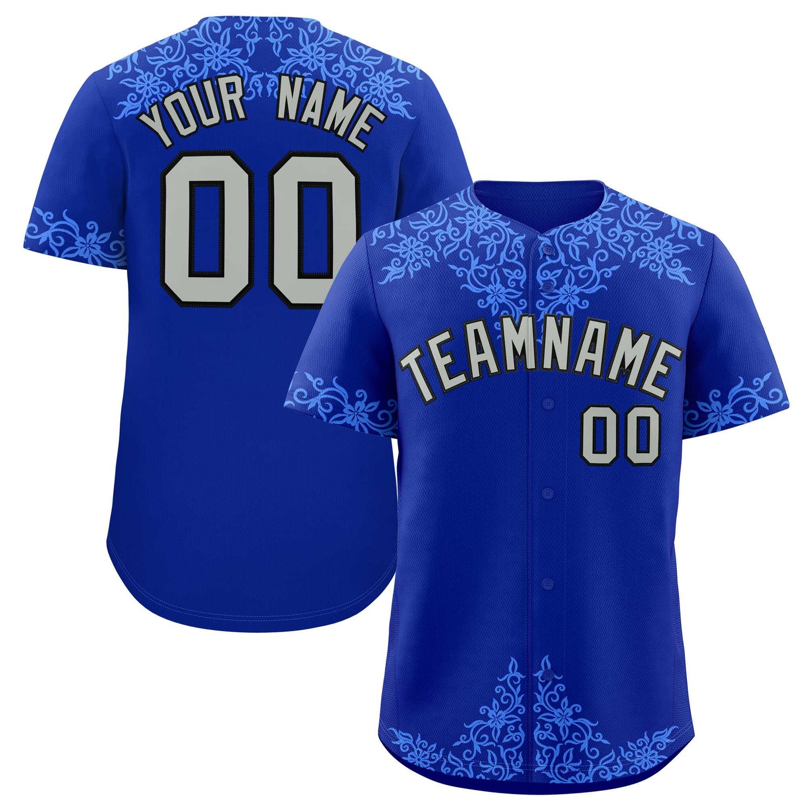 Custom Royal Powder Blue Baroque Style Personalized Baseball Jersey