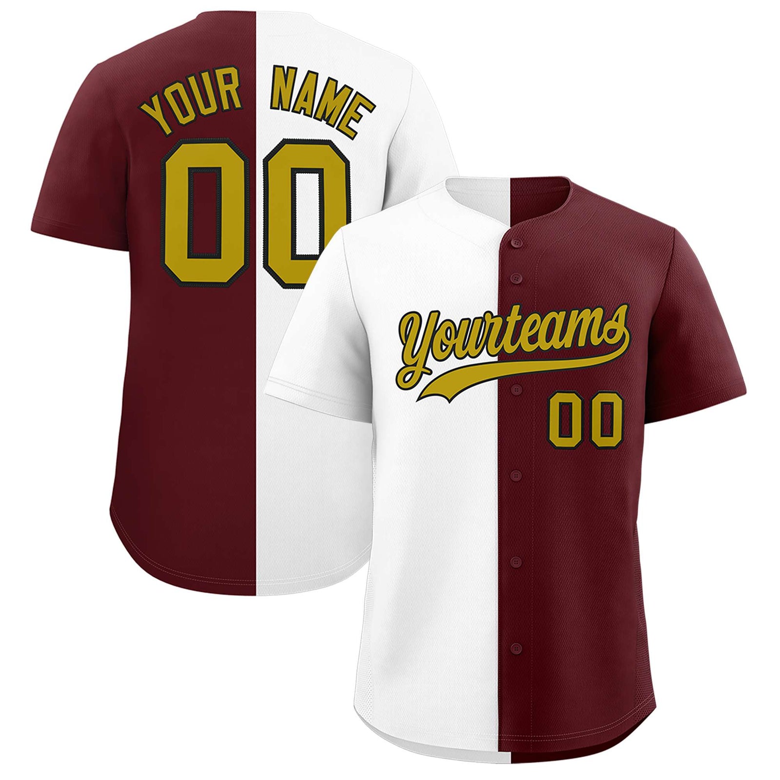 Custom White Burgundy Two Tone Striped Fashion Authentic Baseball Jersey