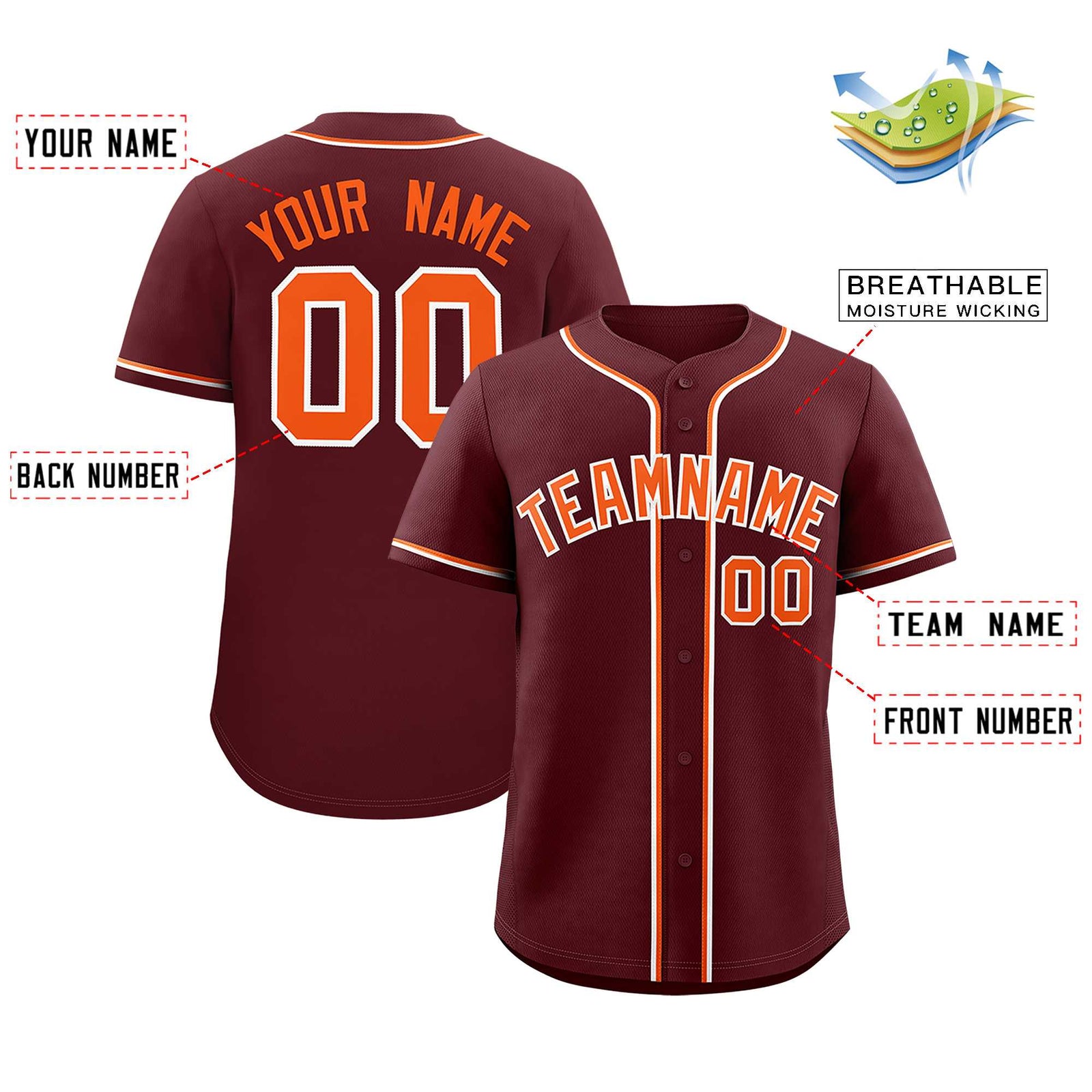 Custom Burgundy Classic Style Authentic Baseball Jersey