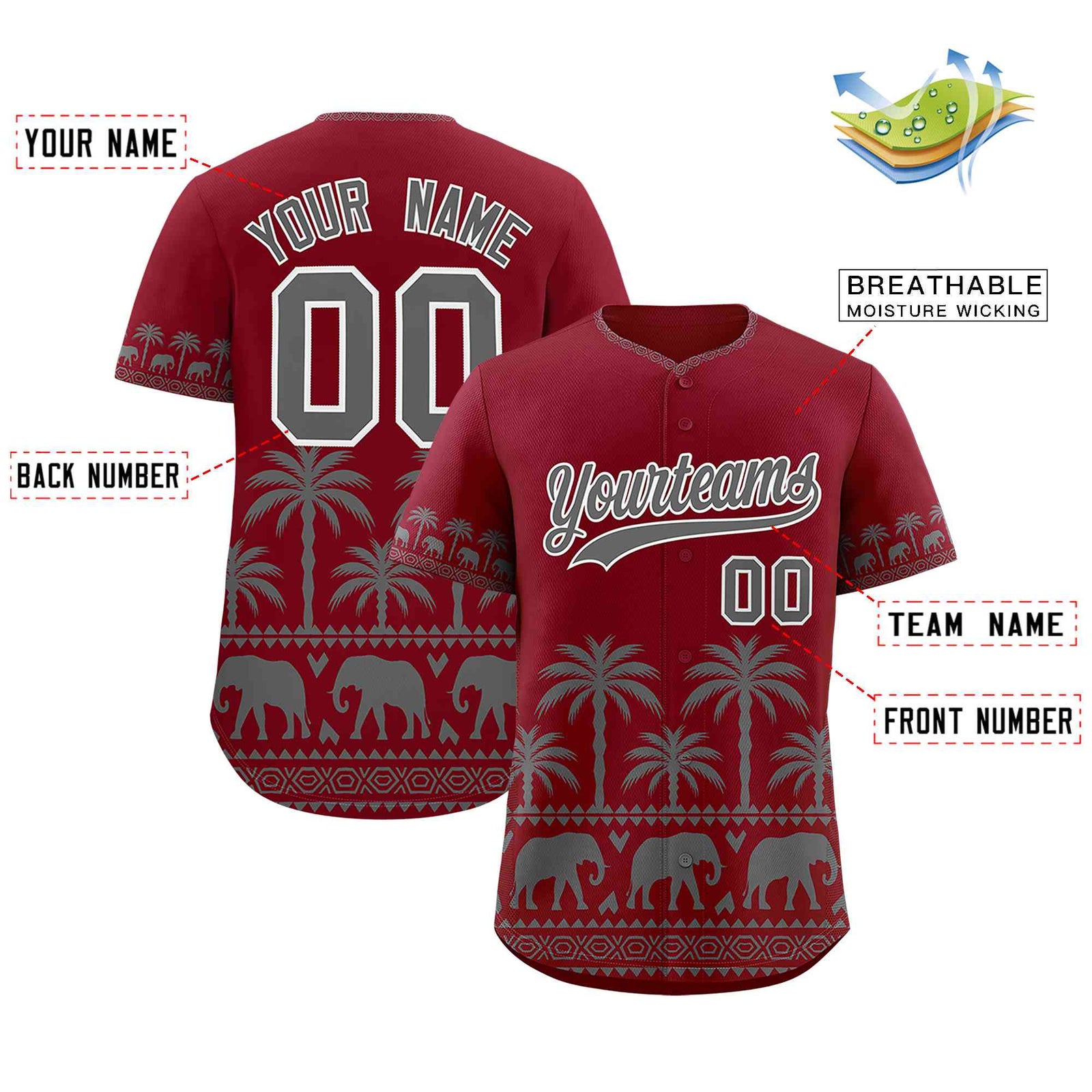 Custom Crimson Gray Graffiti Pattern Personalized Bossinia Style Authentic Baseball Jersey