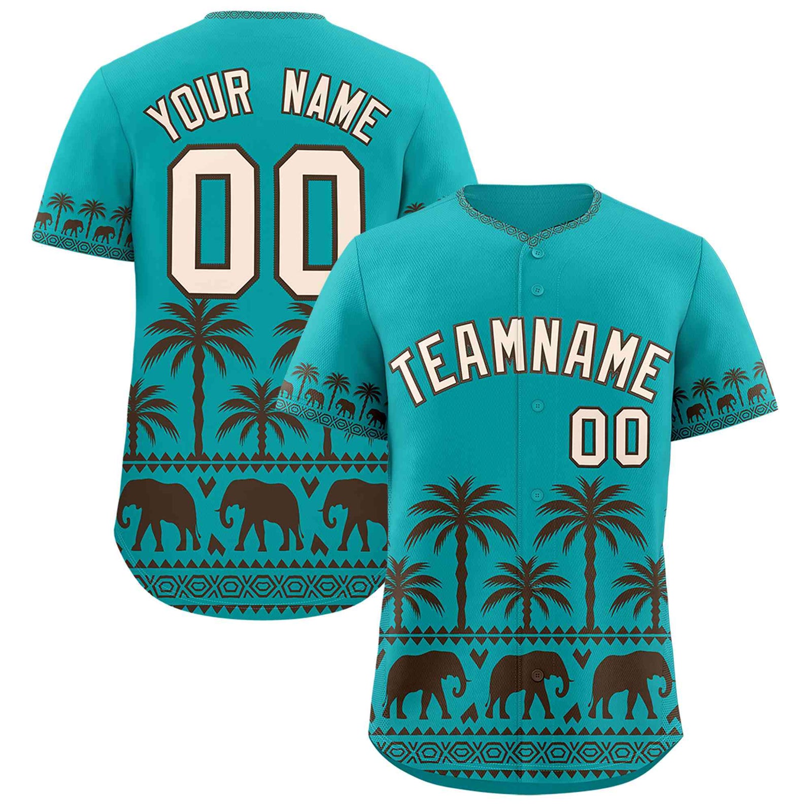 Custom Aqua Brown Graffiti Pattern Personalized Bossinia Style Authentic Baseball Jersey