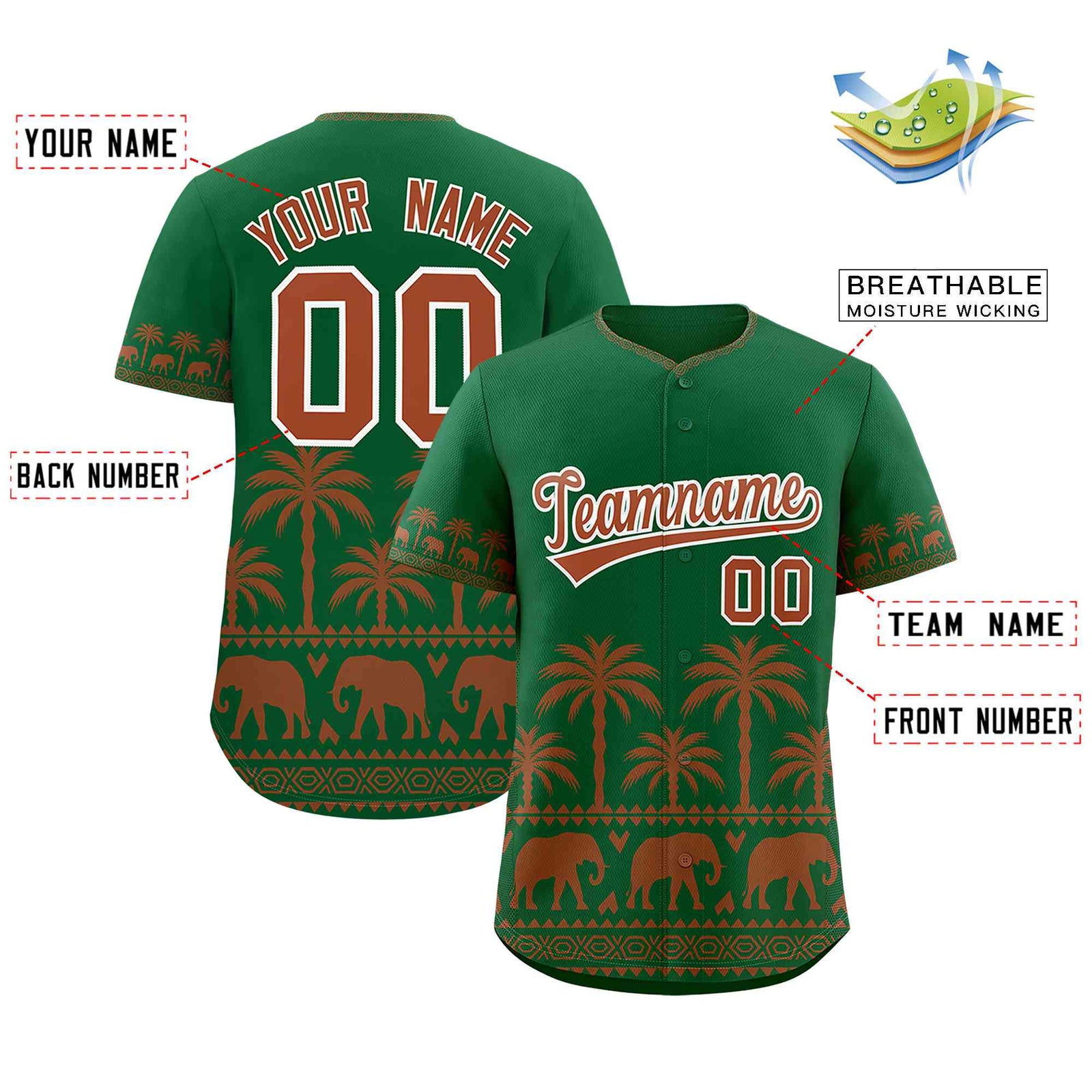 Custom Kelly Green Texas Orange Graffiti Pattern Personalized Bossinia Style Authentic Baseball Jersey