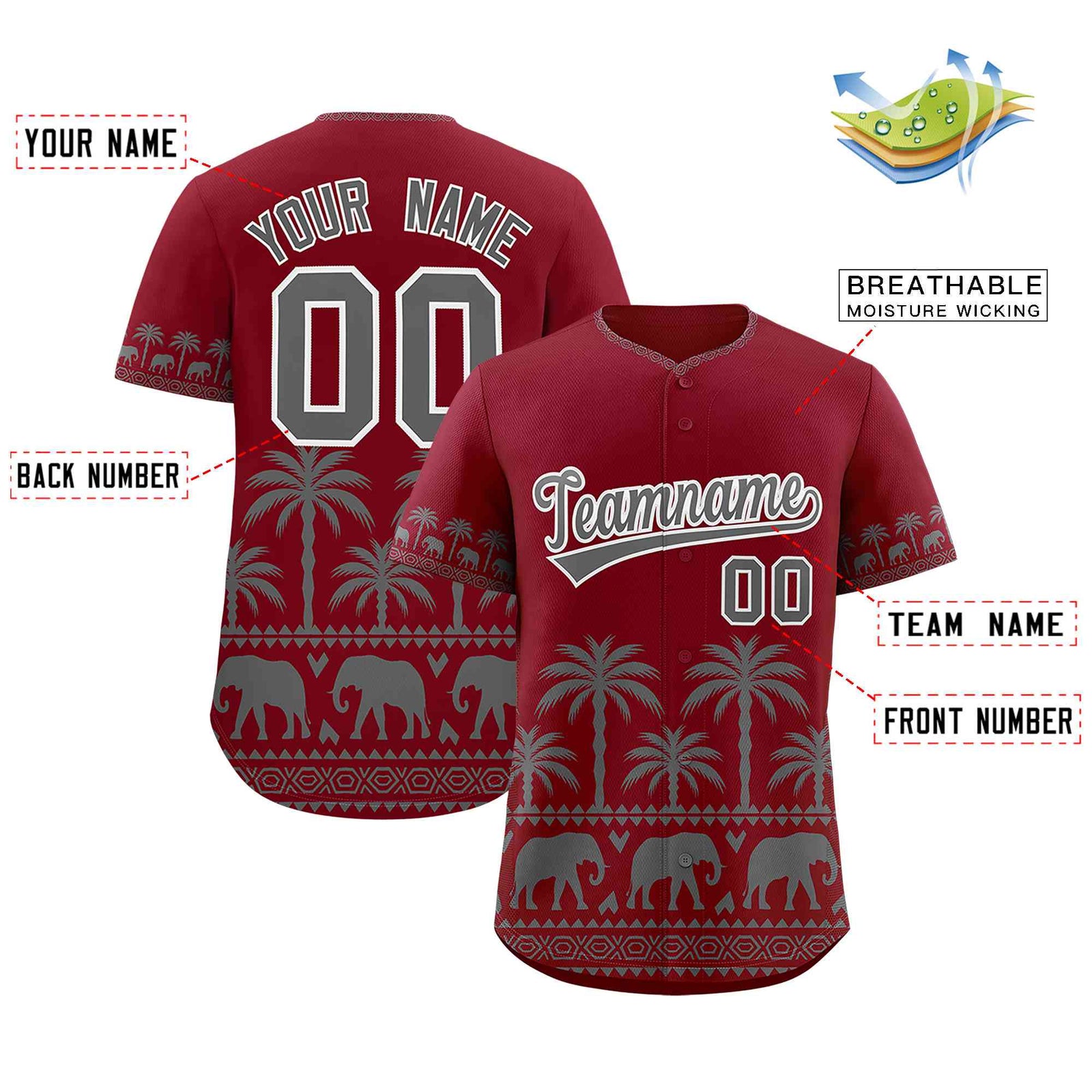 Custom Crimson Gray Graffiti Pattern Personalized Bossinia Style Authentic Baseball Jersey