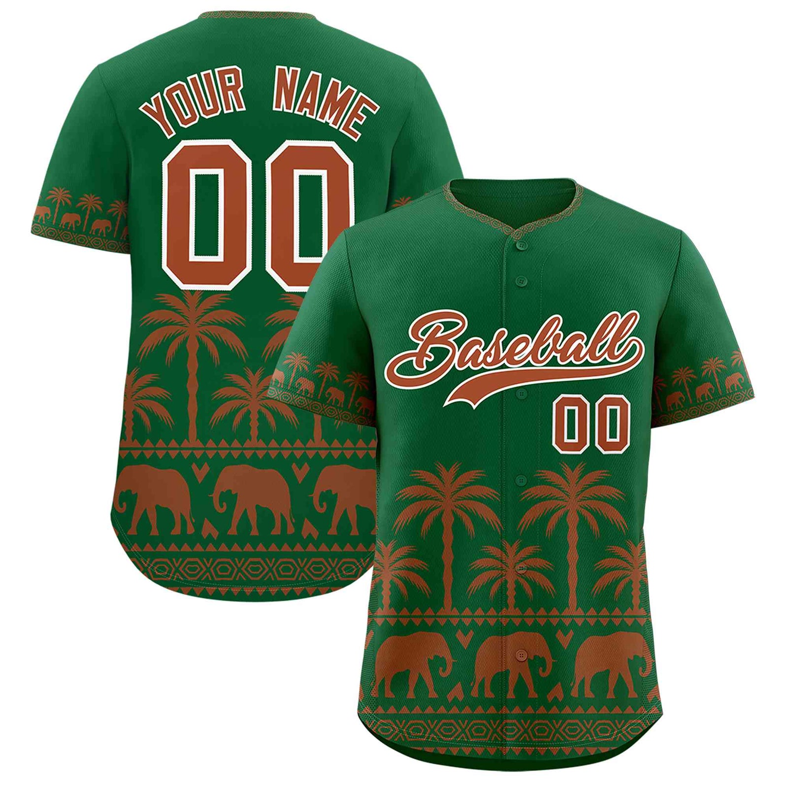 Custom Kelly Green Texas Orange Graffiti Pattern Personalized Bossinia Style Authentic Baseball Jersey