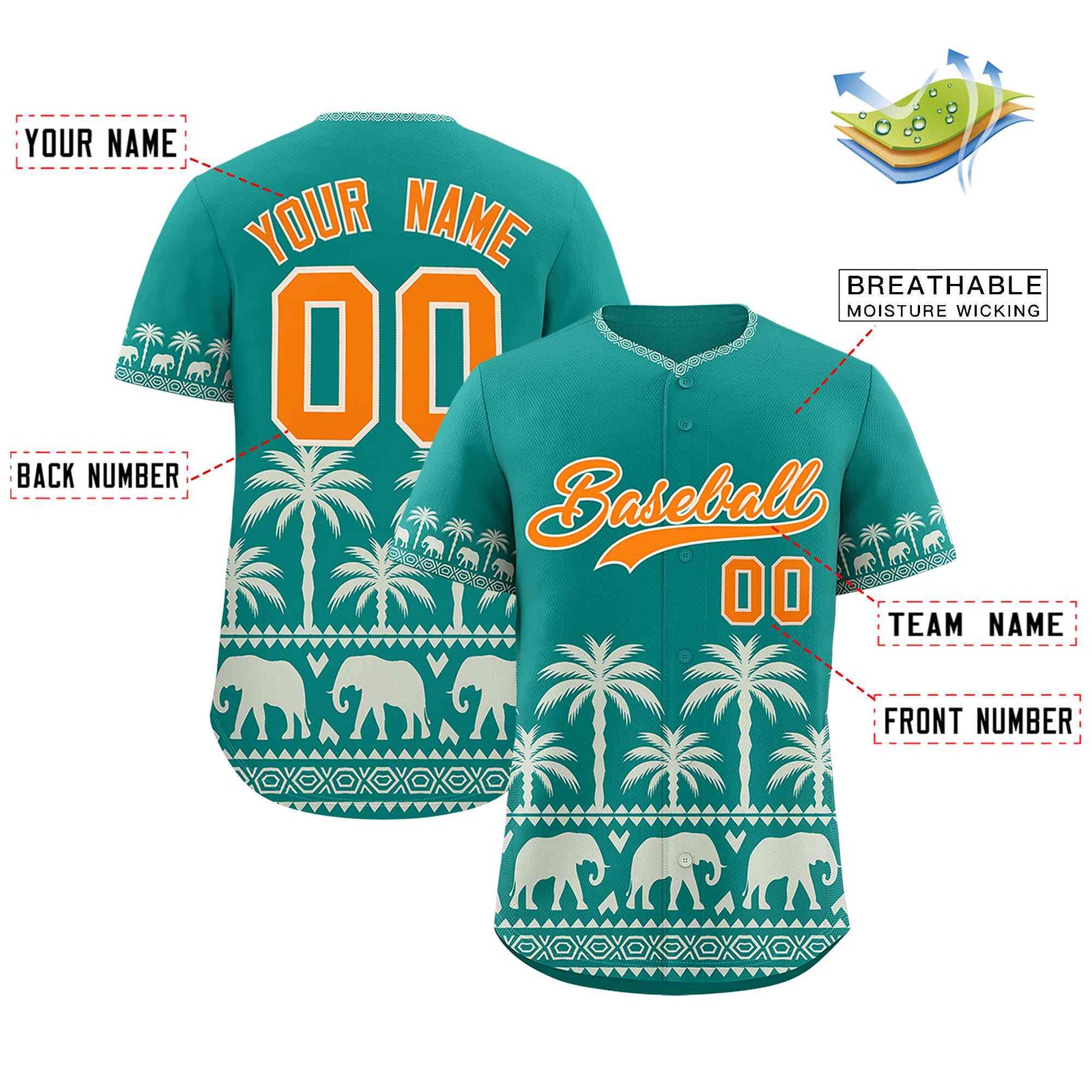 Custom Aqua Cream Graffiti Pattern Personalized Bossinia Style Authentic Baseball Jersey