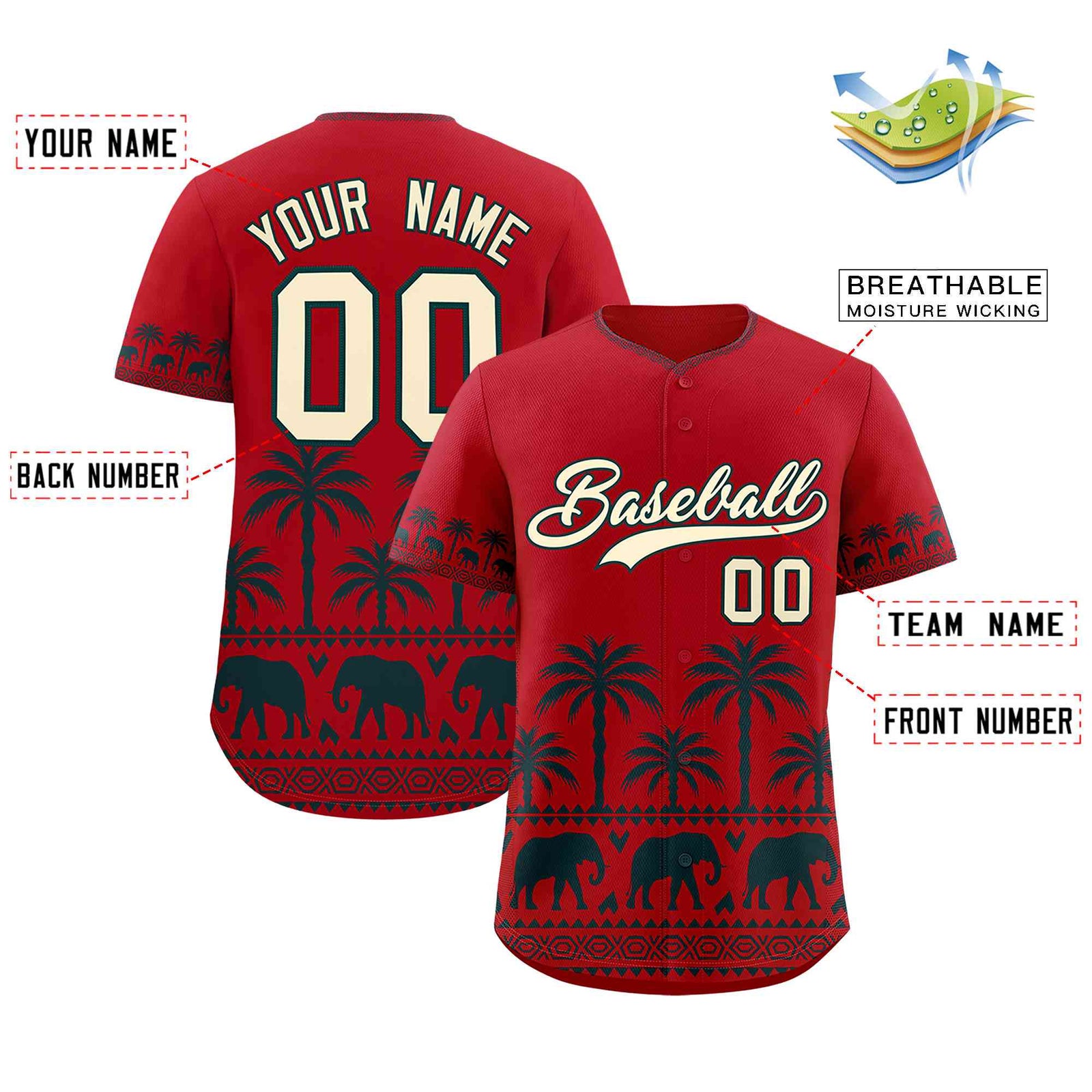 Custom Red Midnight Green Graffiti Pattern Personalized Bossinia Style Authentic Baseball Jersey
