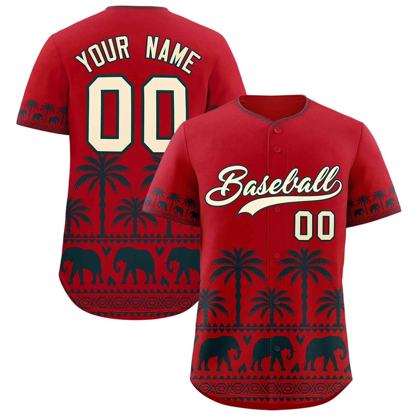 Custom Red Midnight Green Graffiti Pattern Personalized Bossinia Style Authentic Baseball Jersey