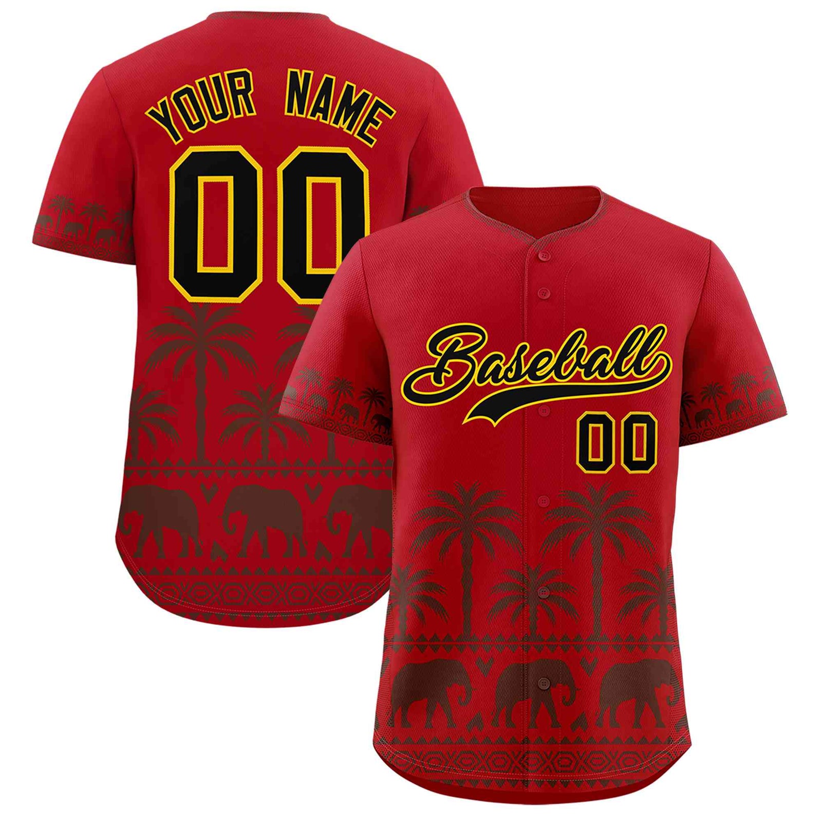 Custom Red Light Brown Graffiti Pattern Personalized Bossinia Style Authentic Baseball Jersey