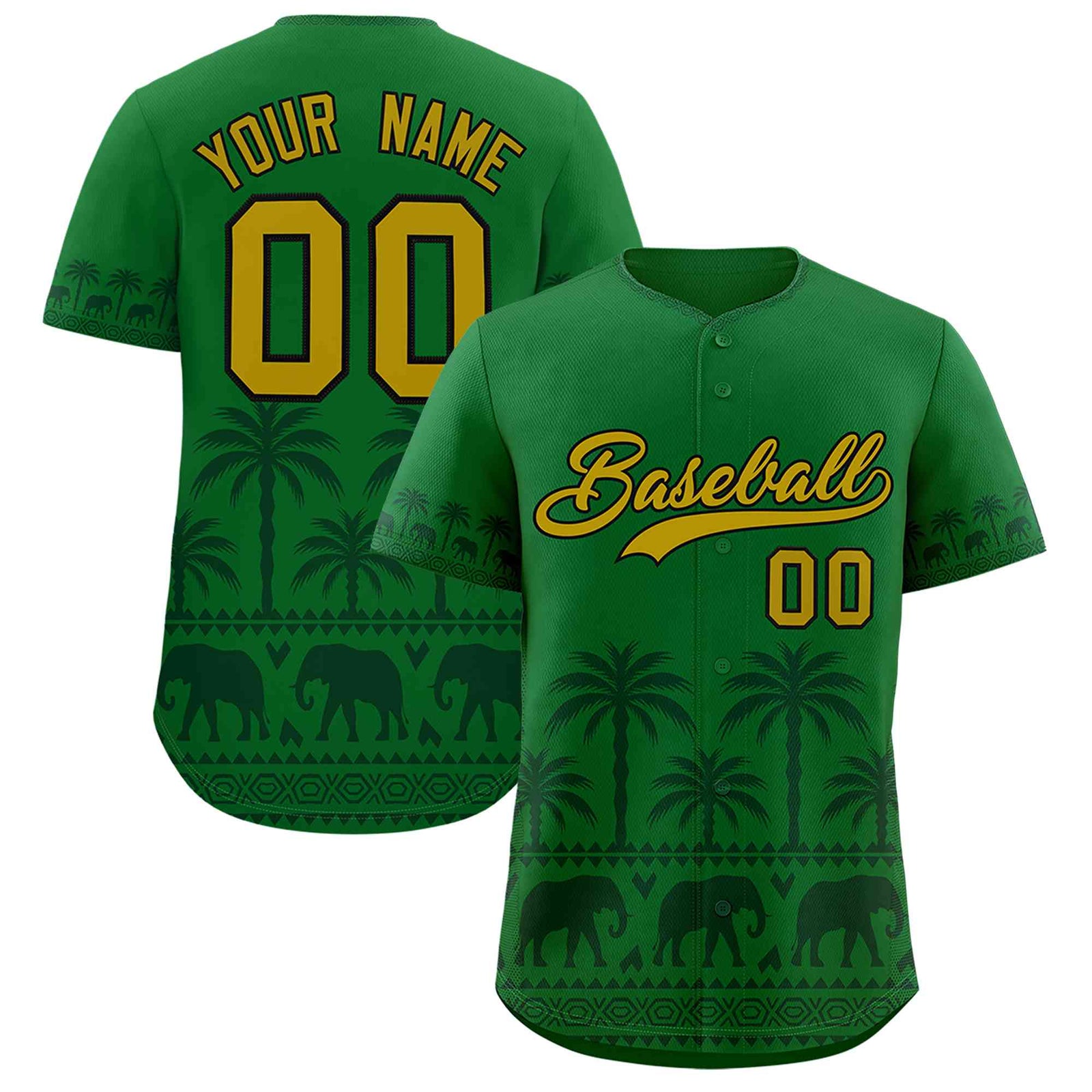 Custom Kelly Green Green Graffiti Pattern Personalized Bossinia Style Authentic Baseball Jersey