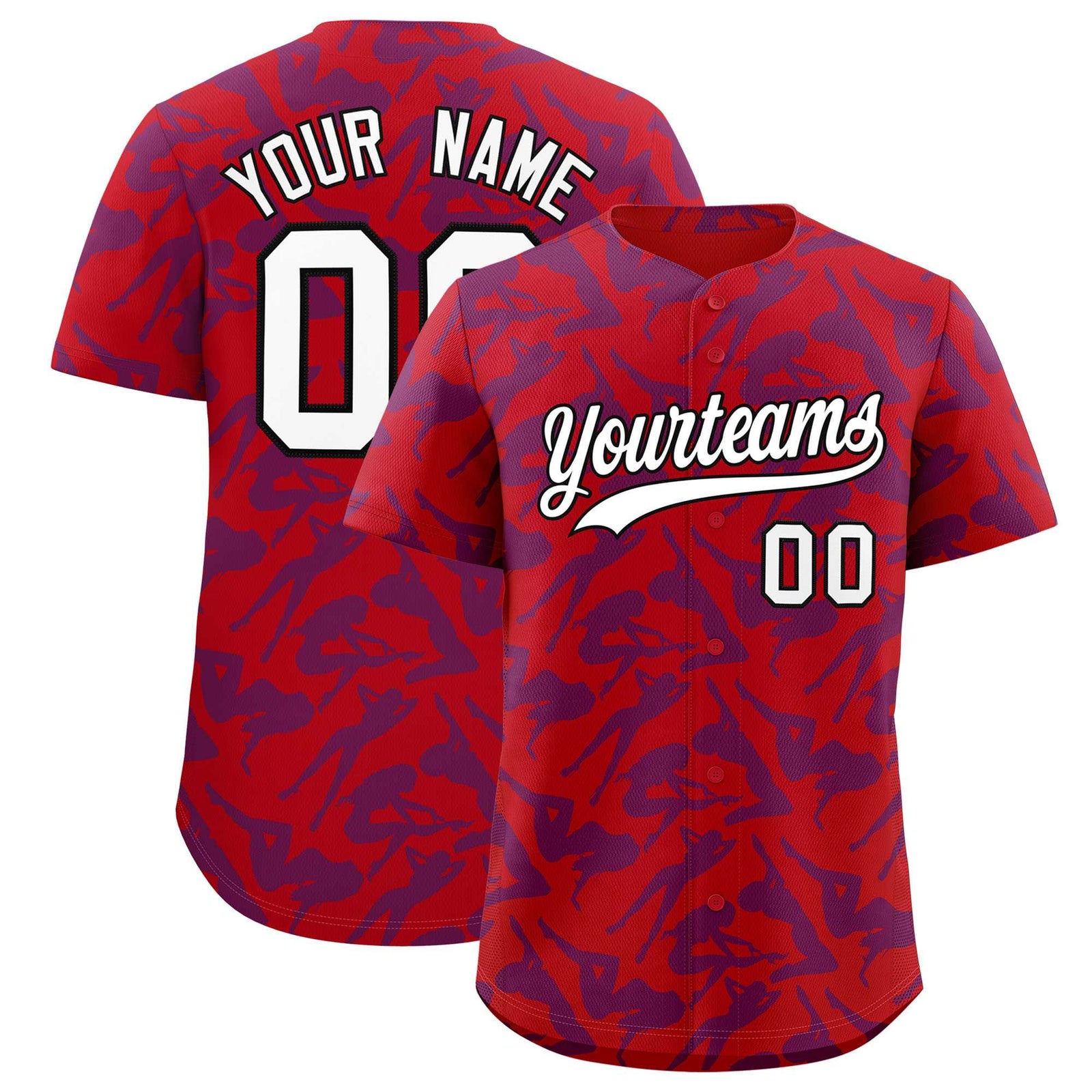 Custom Red Purple Playboy Graffiti Pattern Authentic Baseball Jersey