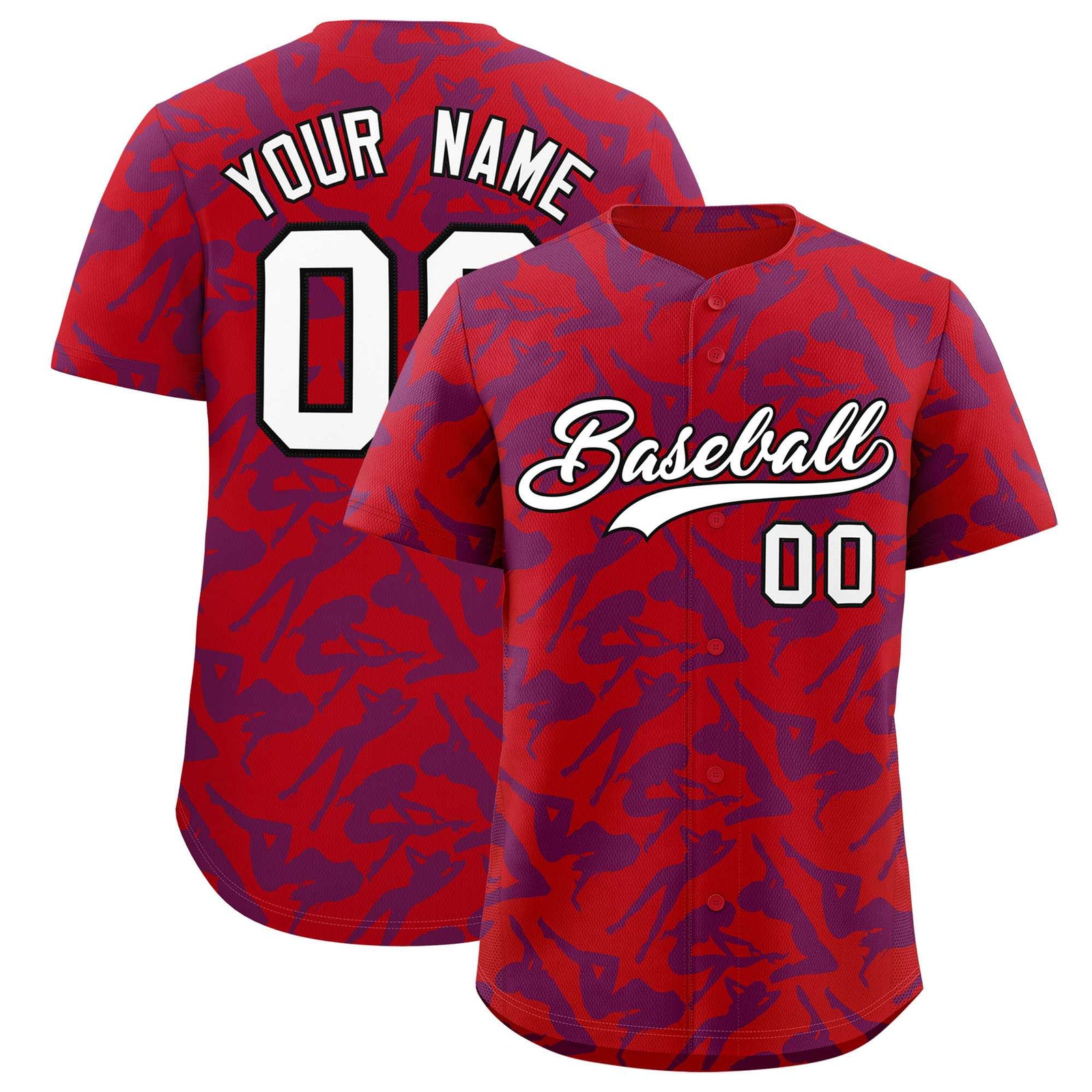 Custom Red Purple Playboy Graffiti Pattern Authentic Baseball Jersey