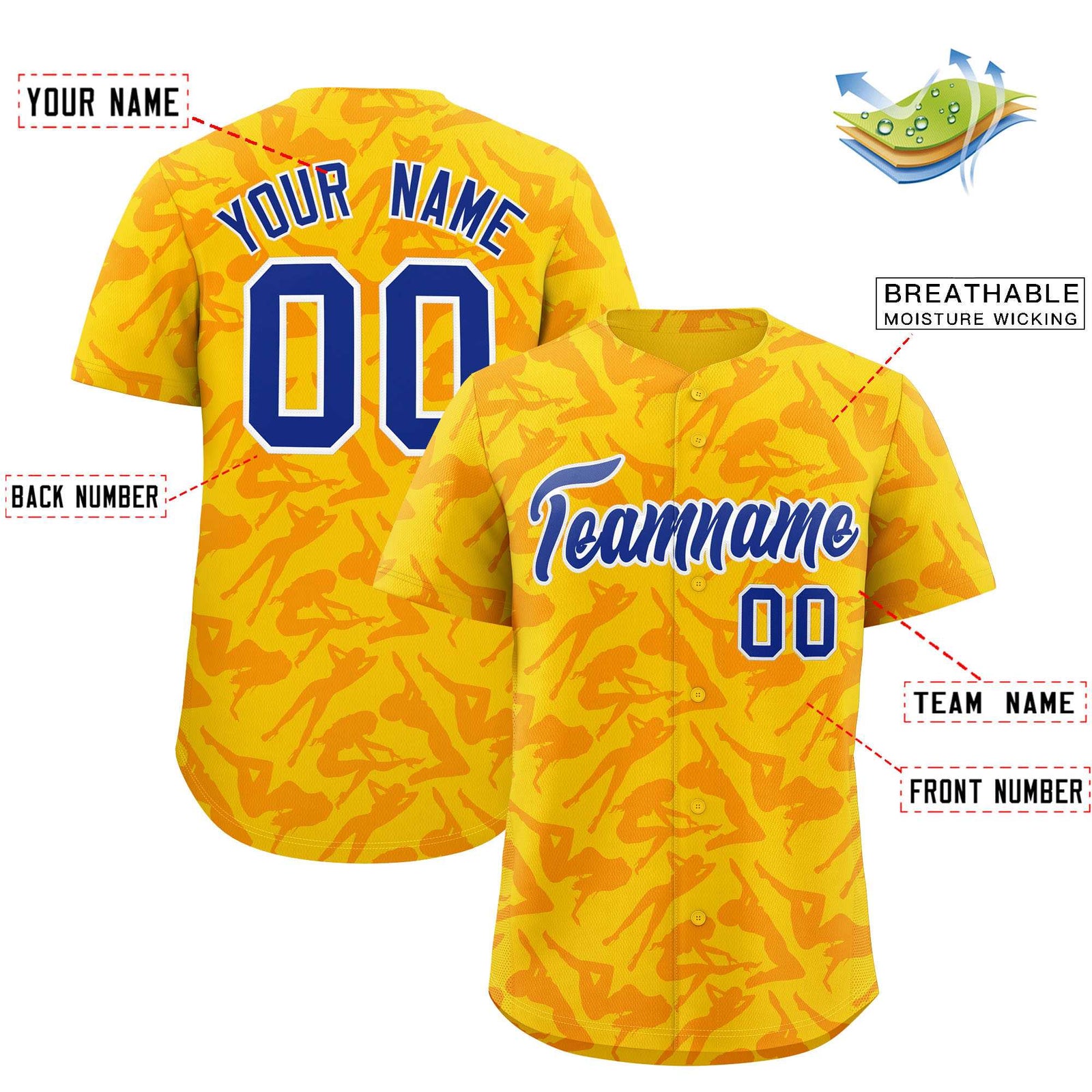 Custom Gold Orange Playboy Graffiti Pattern Authentic Baseball Jersey