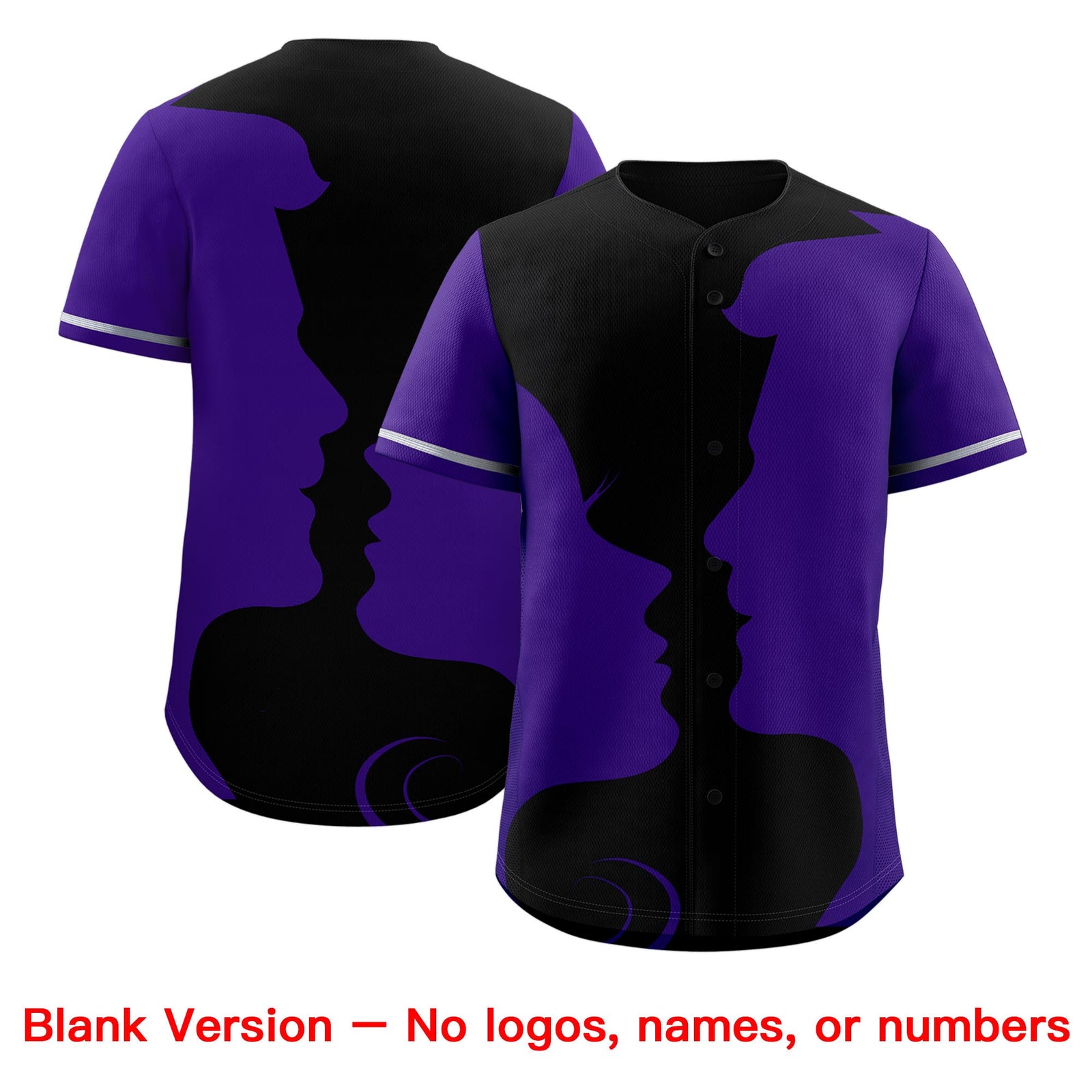 Custom Black Purple Silhouettes of Loving Couple Valentine's Day Baseball Jersey| KXKSHOP